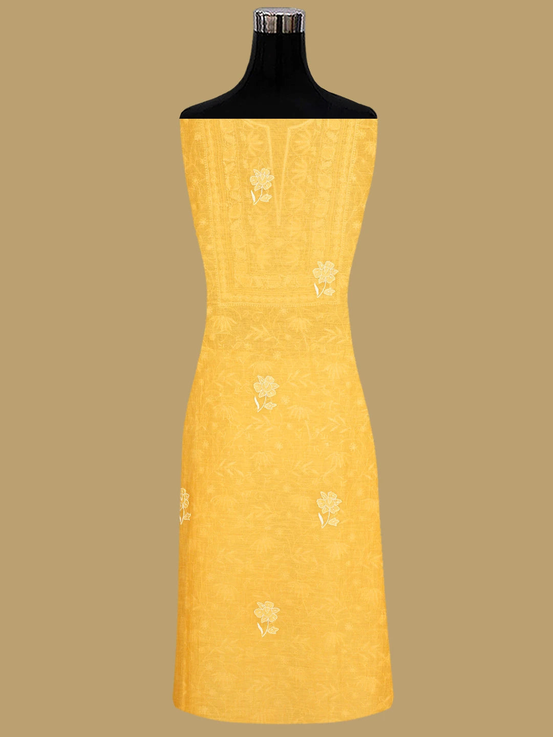 Ada Hand Embroidered Orange Chanderi Lucknowi Chikankari Unstitched Kurta Dupatta Set With Sequinned Work 01A922092