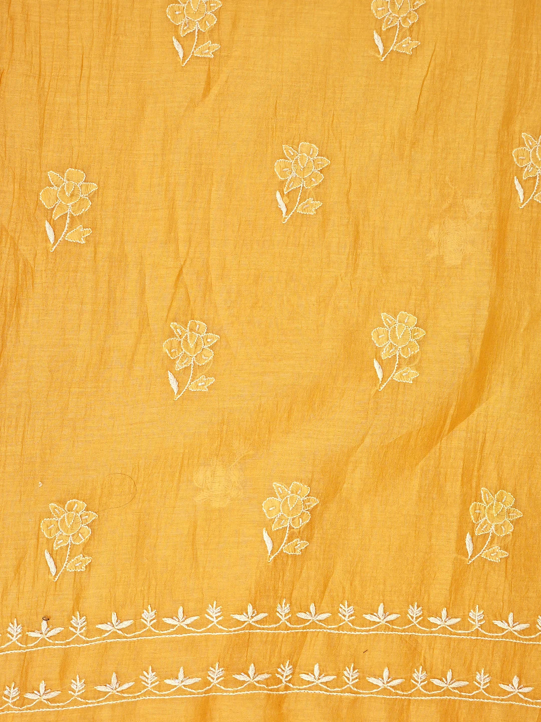 Ada Hand Embroidered Orange Chanderi Lucknowi Chikankari Unstitched Kurta Dupatta Set With Sequinned Work 01A922092