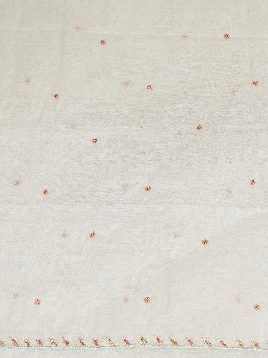 Ada Hand Embroidered White Chanderi Lucknowi Chikankari Unstitched Kurta Dupatta Set With Pearl Work 01A913333
