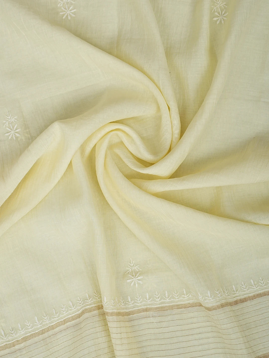 Ada Hand Embroidered Lemon Chanderi Lucknowi Chikankari Unstitched Kurta Dupatta Set 01A936216