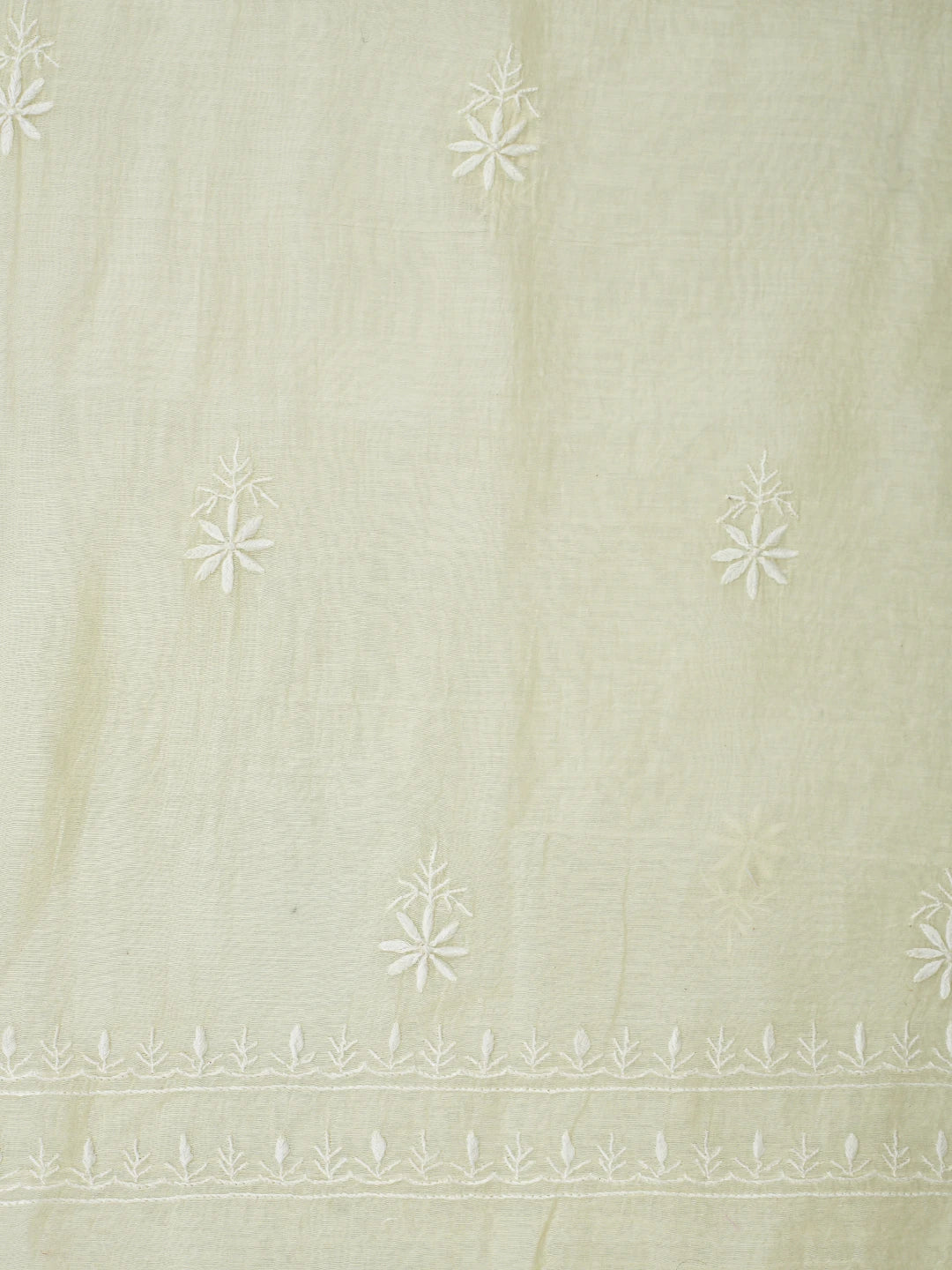 Ada Hand Embroidered Lemon Chanderi Lucknowi Chikankari Unstitched Kurta Dupatta Set 01A936216