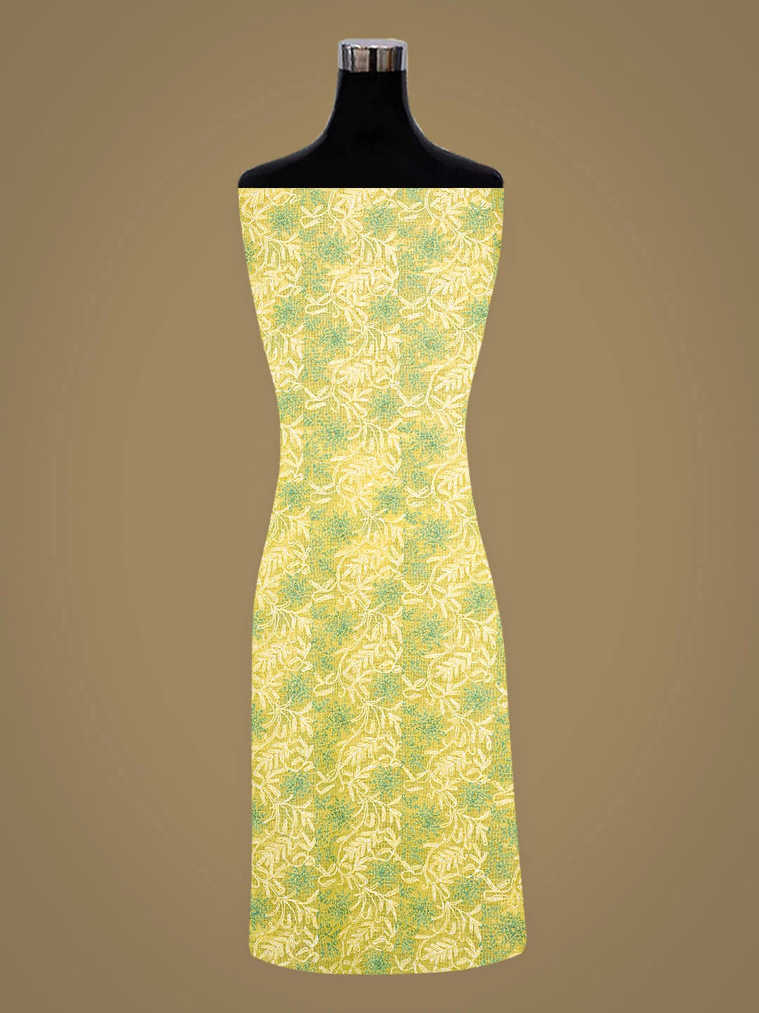 Ada Hand Embroidered Yellow Kota Lucknowi Chikankari Unstitched Kurta Dupatta Set 01A870330