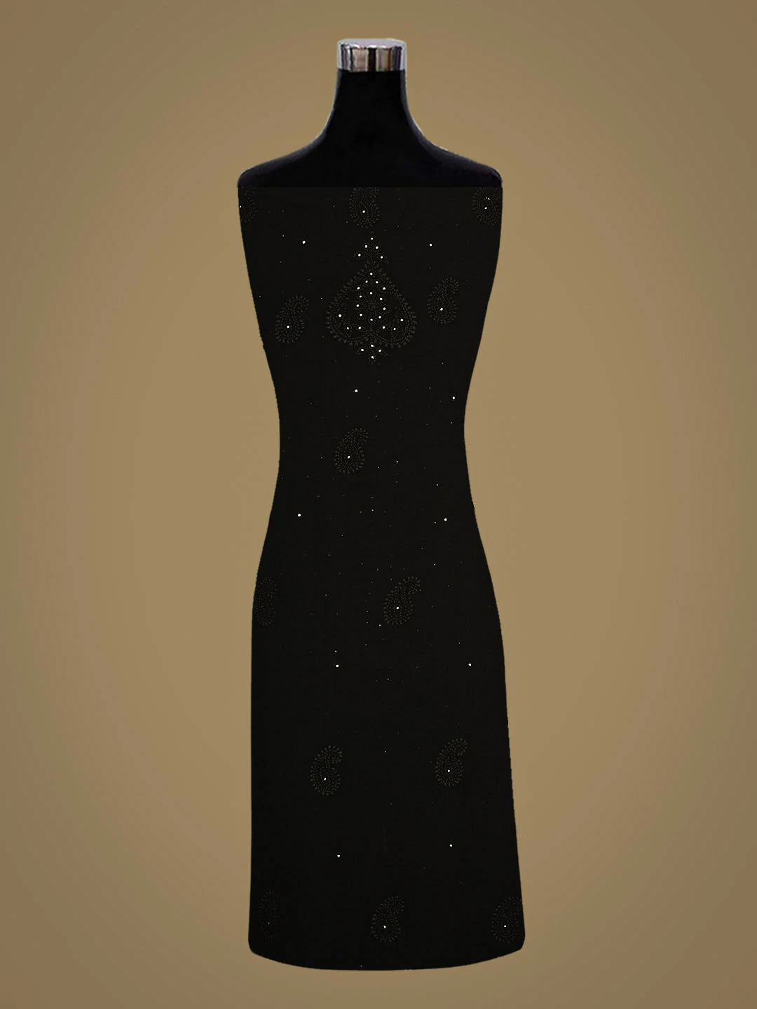 Ada Hand Embroidered Black Viscose Georgette Unstitched Kurta Dupatta Set With Muqaish/Mukaish Work 01A801900