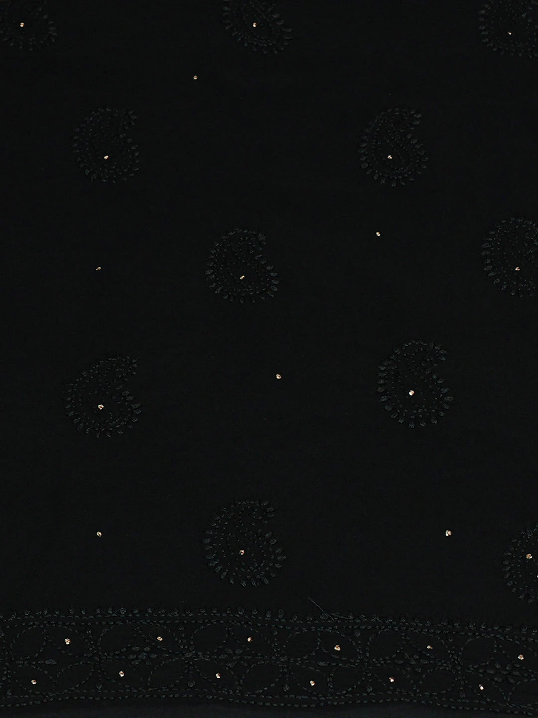 Ada Hand Embroidered Black Viscose Georgette Unstitched Kurta Dupatta Set With Muqaish/Mukaish Work 01A801900