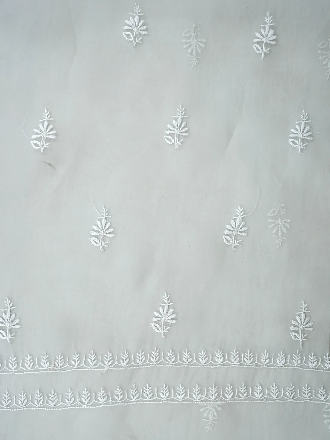 Ada Hand Embroidered Light Grey Organza Lucknowi Chikankari Unstitched Kurta Dupatta Set 01A936285
