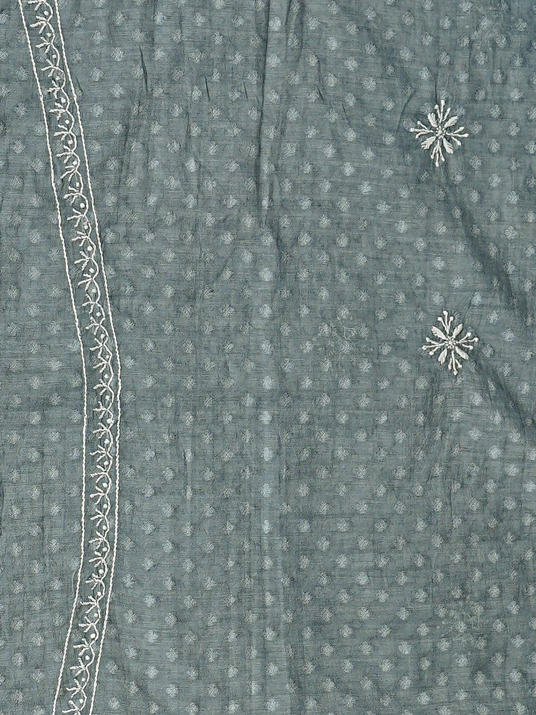 Ada Hand Embroidered Grey Chanderi Lucknowi Chikankari Unstitched Men's Kurta 01A879133
