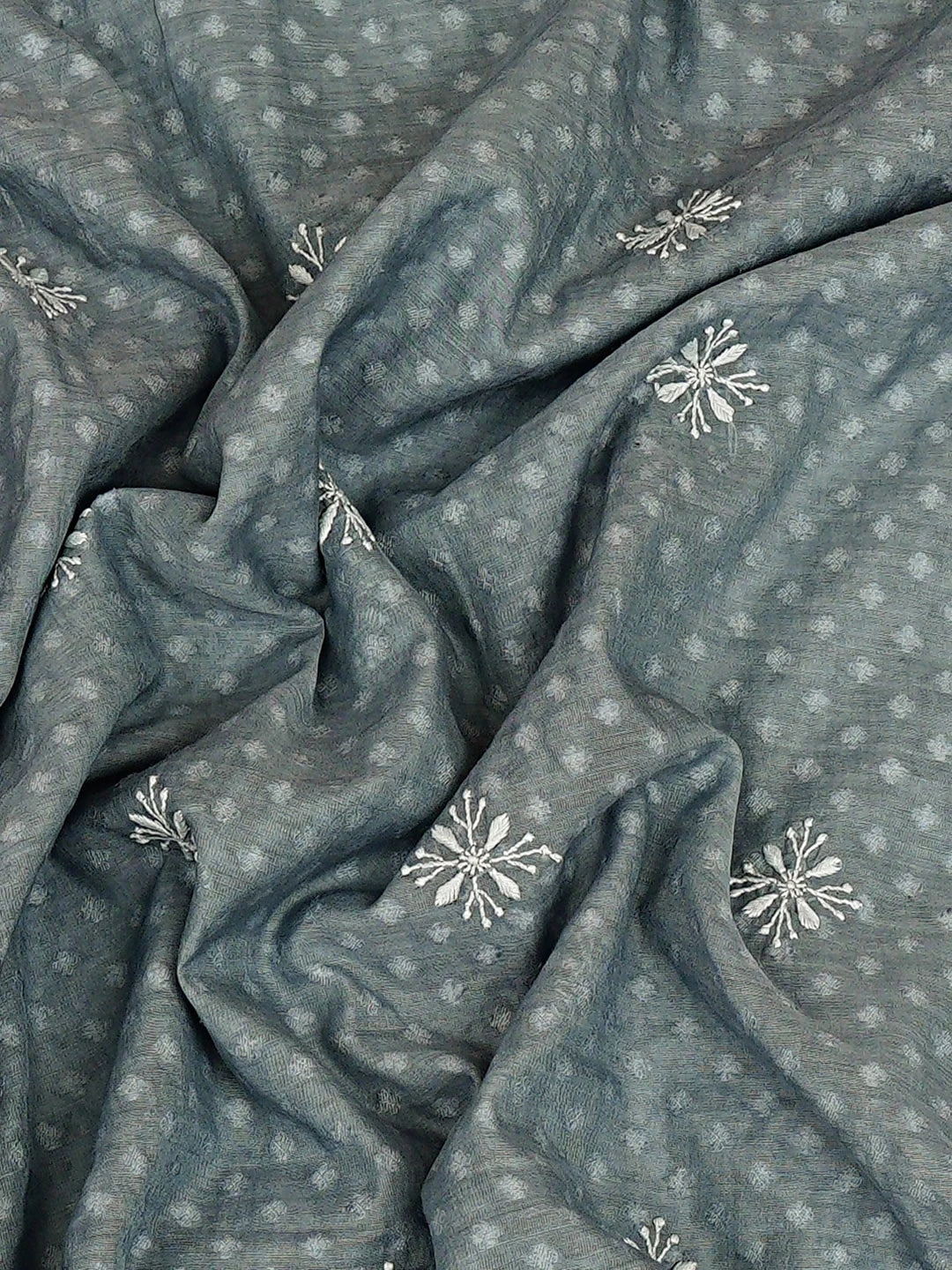 Ada Hand Embroidered Grey Chanderi Lucknowi Chikankari Unstitched Men's Kurta 01A879133