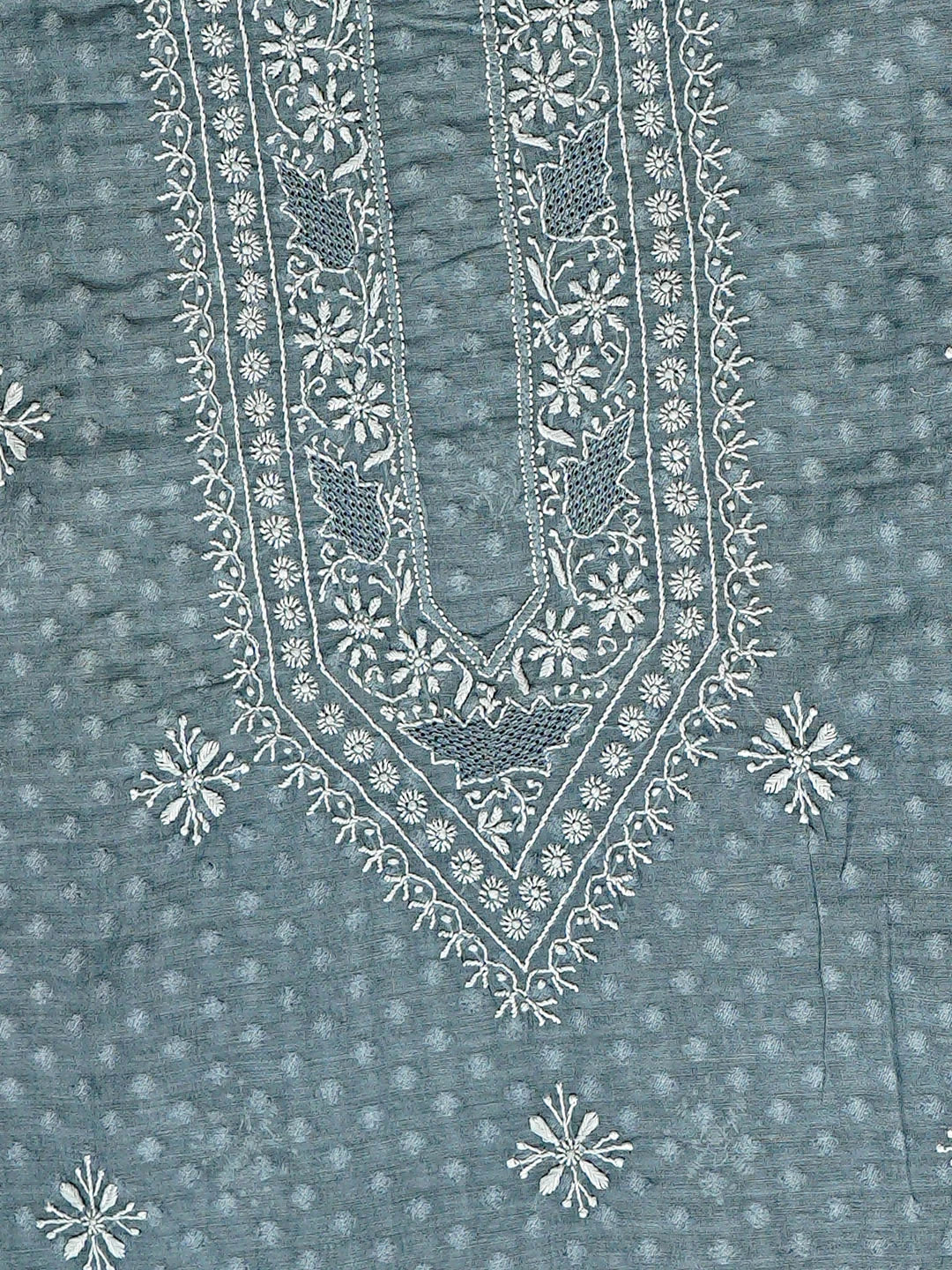 Ada Hand Embroidered Grey Chanderi Lucknowi Chikankari Unstitched Men's Kurta 01A879133