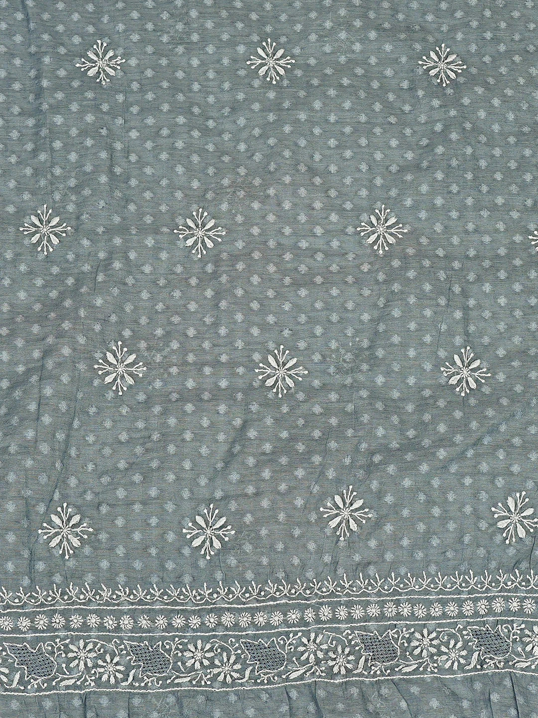 Ada Hand Embroidered Grey Chanderi Lucknowi Chikankari Unstitched Men's Kurta 01A879133