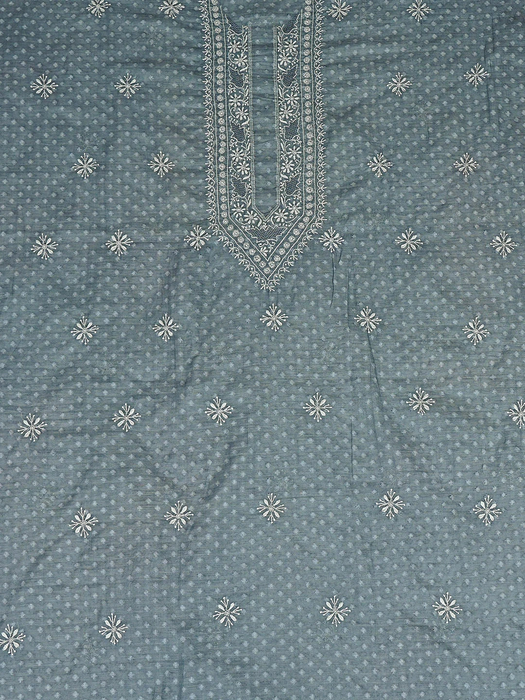 Ada Hand Embroidered Grey Chanderi Lucknowi Chikankari Unstitched Men's Kurta 01A879133