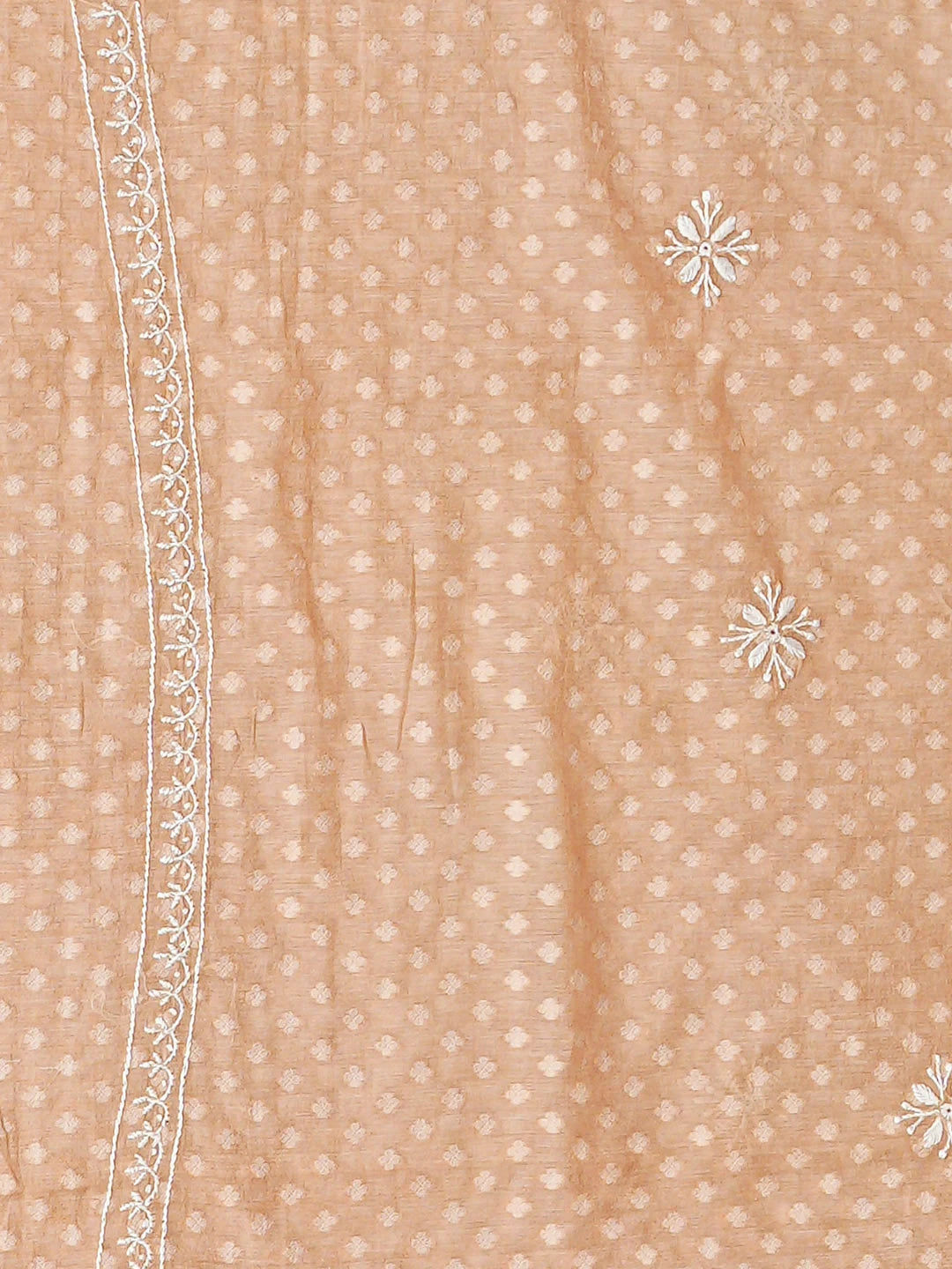 Ada Hand Embroidered Peach Chanderi Lucknowi Chikankari Unstitched Men's Kurta 01A879130