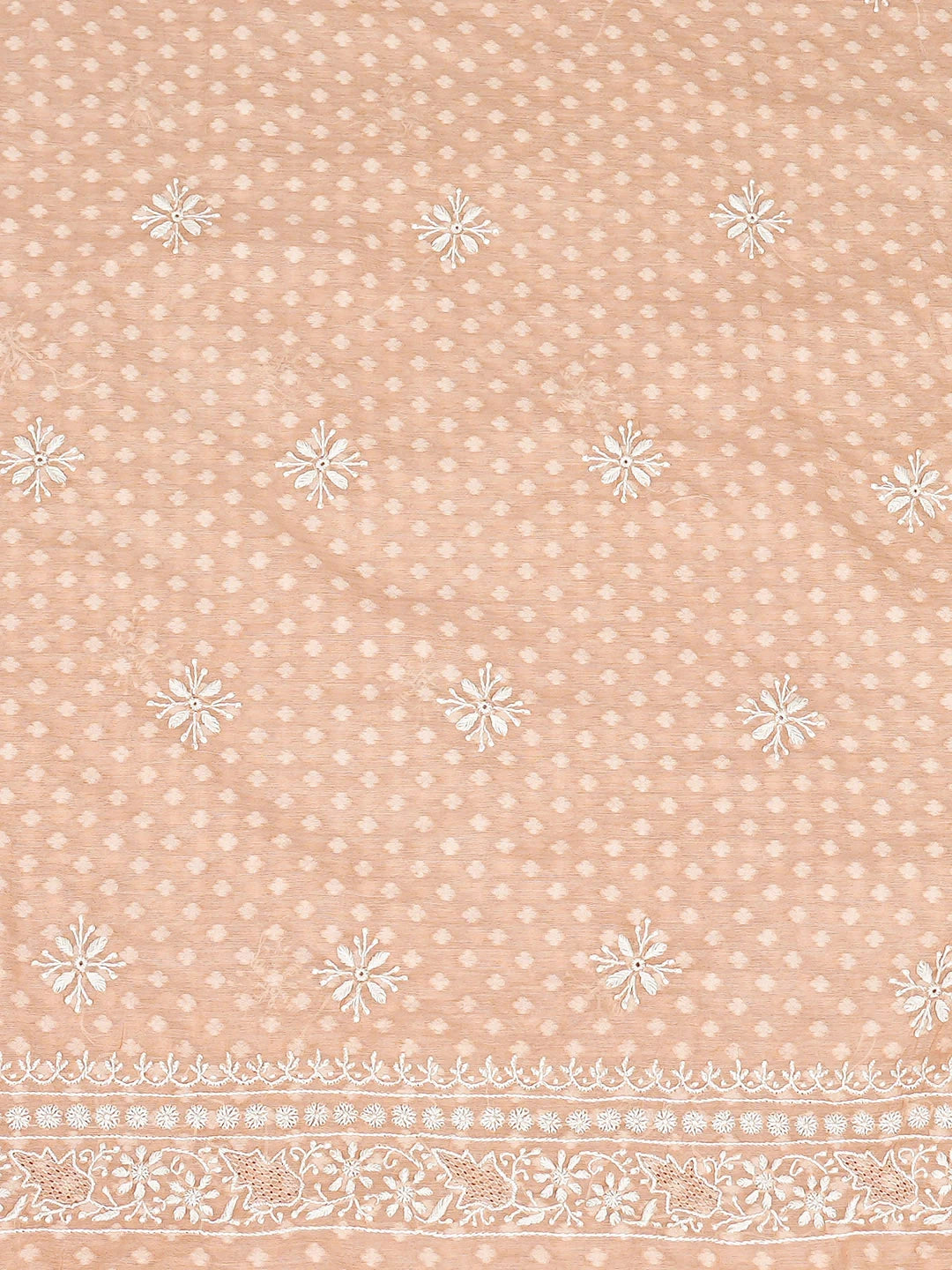 Ada Hand Embroidered Peach Chanderi Lucknowi Chikankari Unstitched Men's Kurta 01A879130