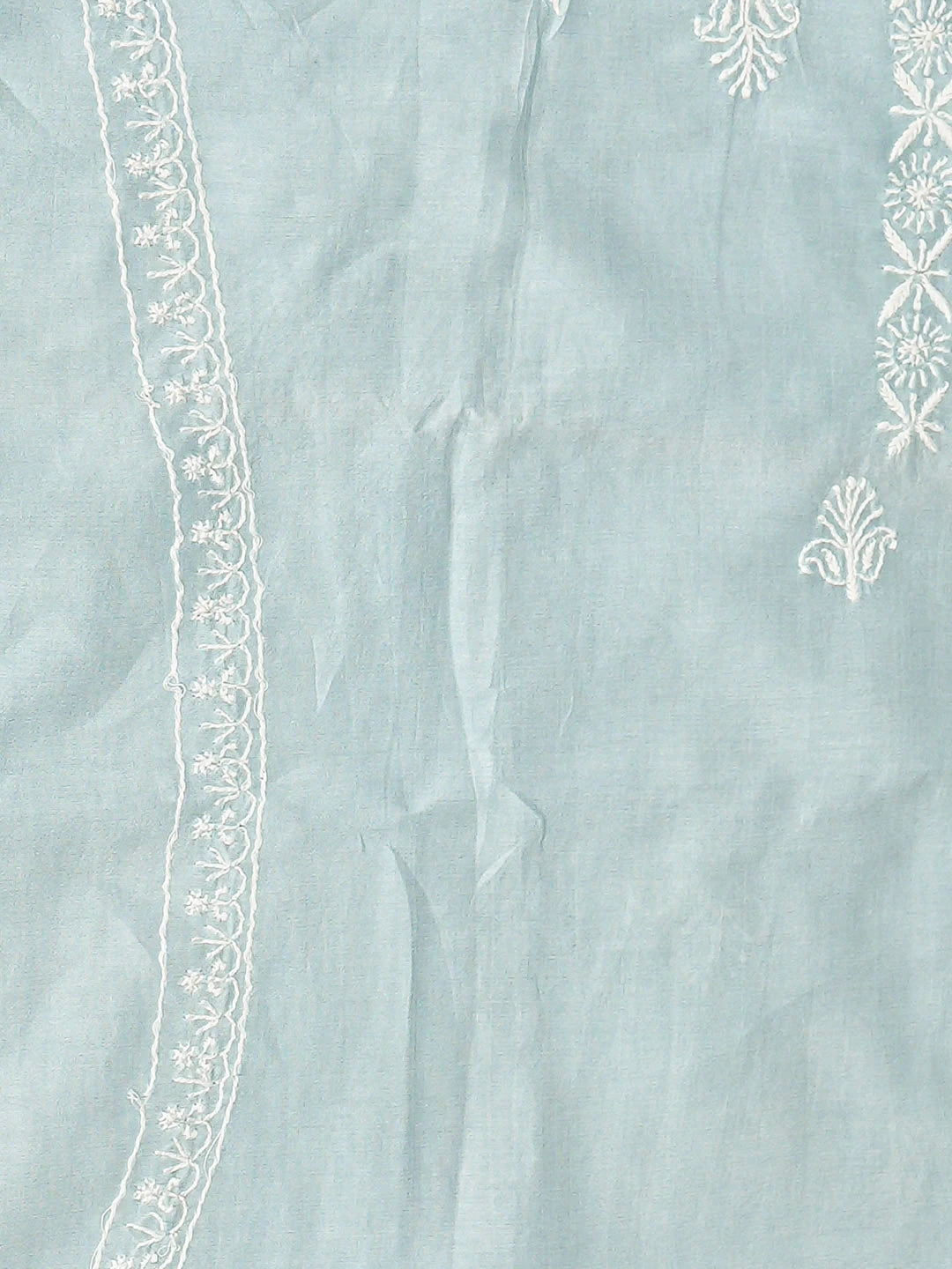 Ada Hand Embroidered Sky Blue Chanderi Lucknowi Chikankari Unstitched Men's Kurta 01A879139