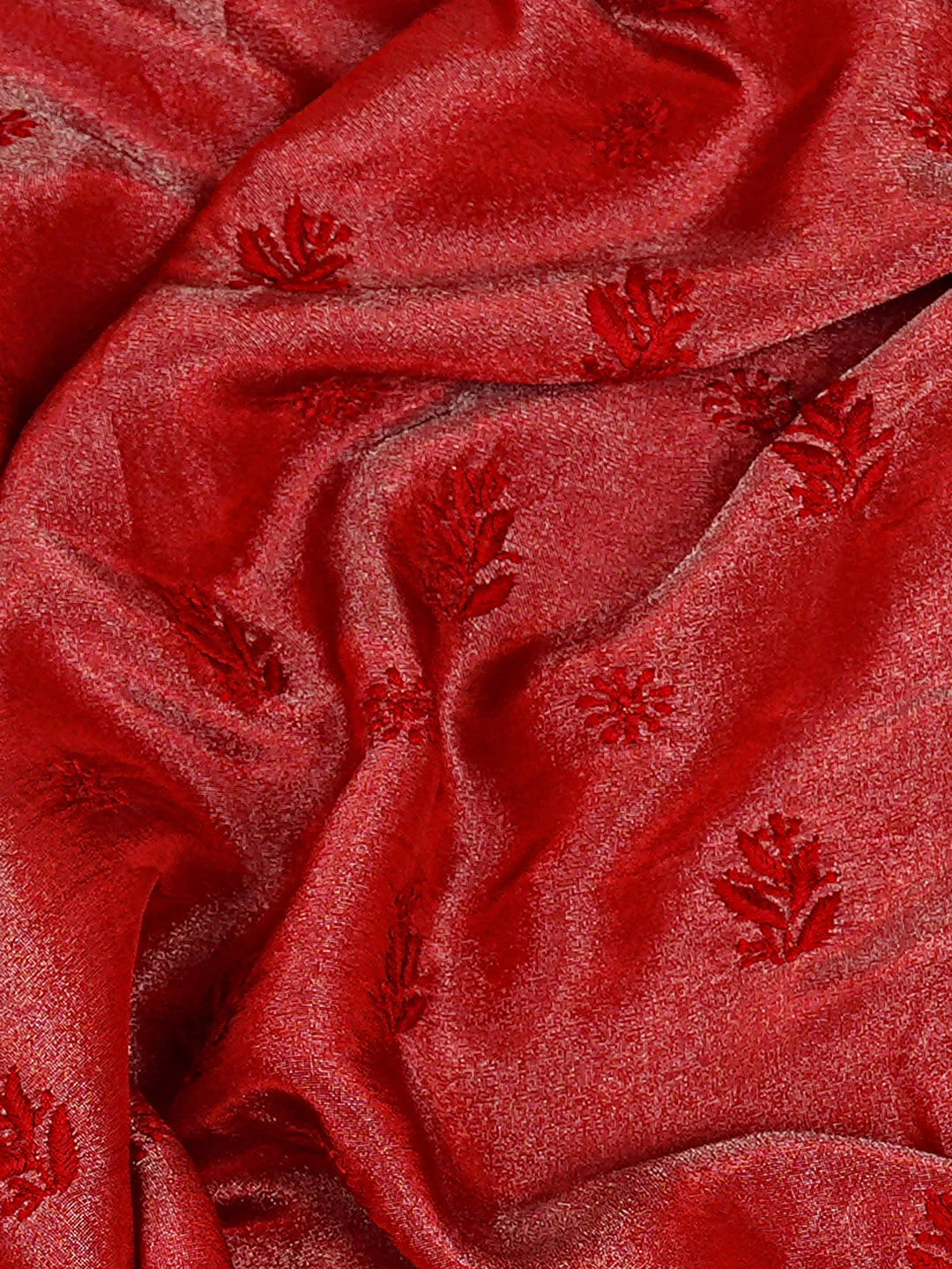 Ada Hand Embroidered Red Tissue Lucknowi Chikankari Unstitched Men's Kurta 01A865096