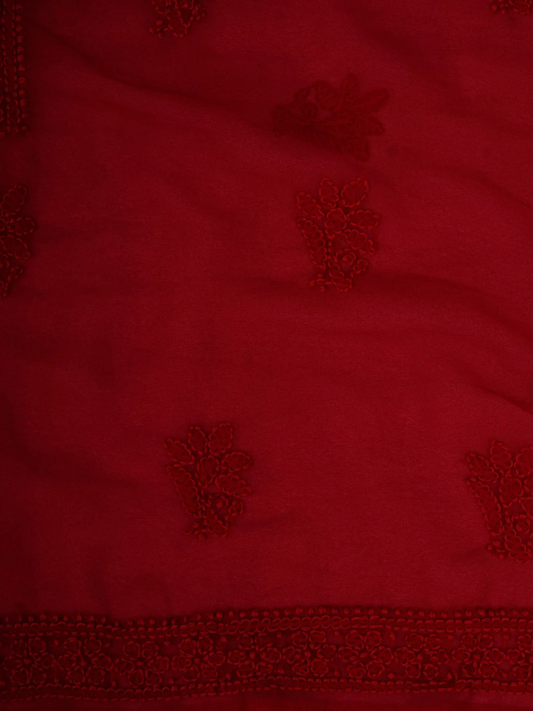 Ada Hand Embroidered Maroon Georgette Lucknowi Chikankari Unstitched Suit Piece 01A934517