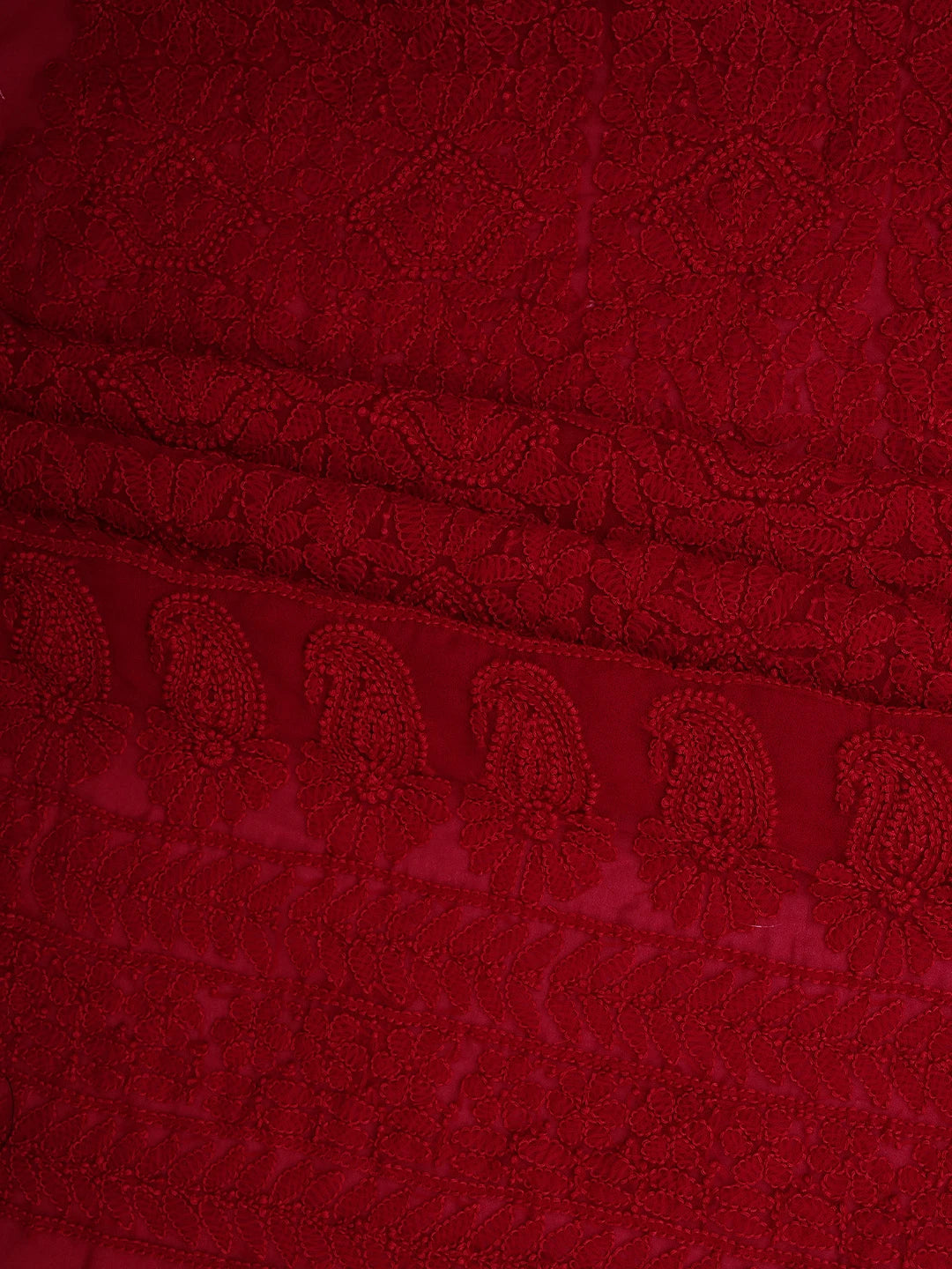Ada Hand Embroidered Maroon Georgette Lucknowi Chikankari Unstitched Suit Piece 01A934517