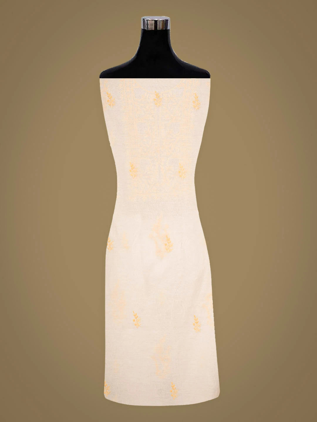 Ada Hand Embroidered White Chanderi Lucknowi Chikankari Unstitched Kurta Dupatta Set 01A936387