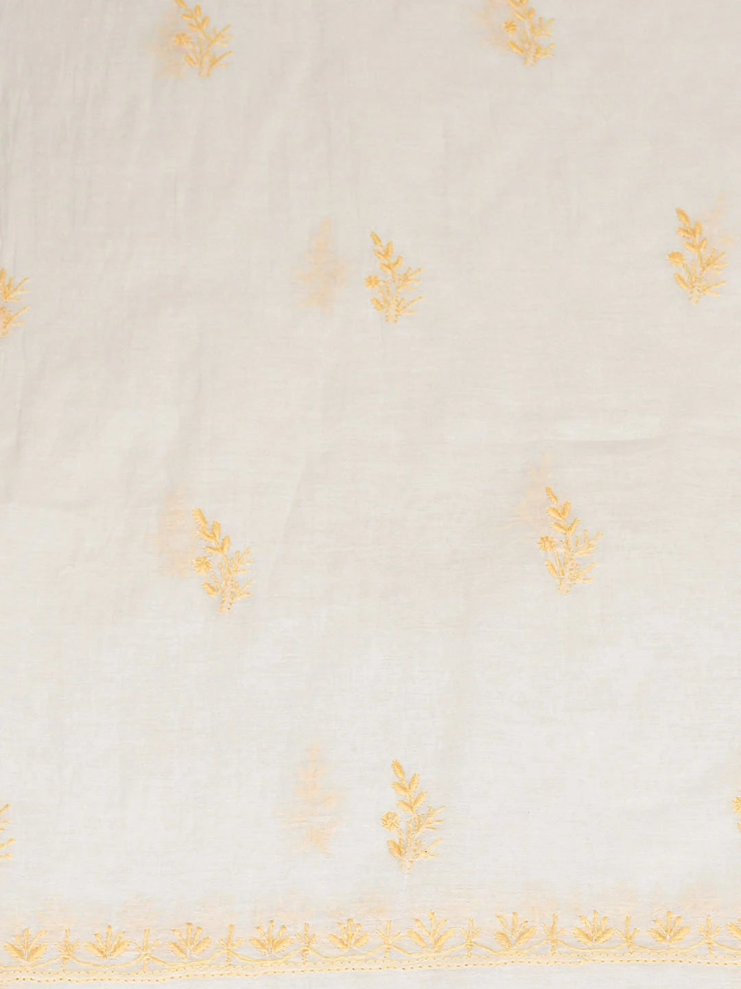 Ada Hand Embroidered White Chanderi Lucknowi Chikankari Unstitched Kurta Dupatta Set 01A936387