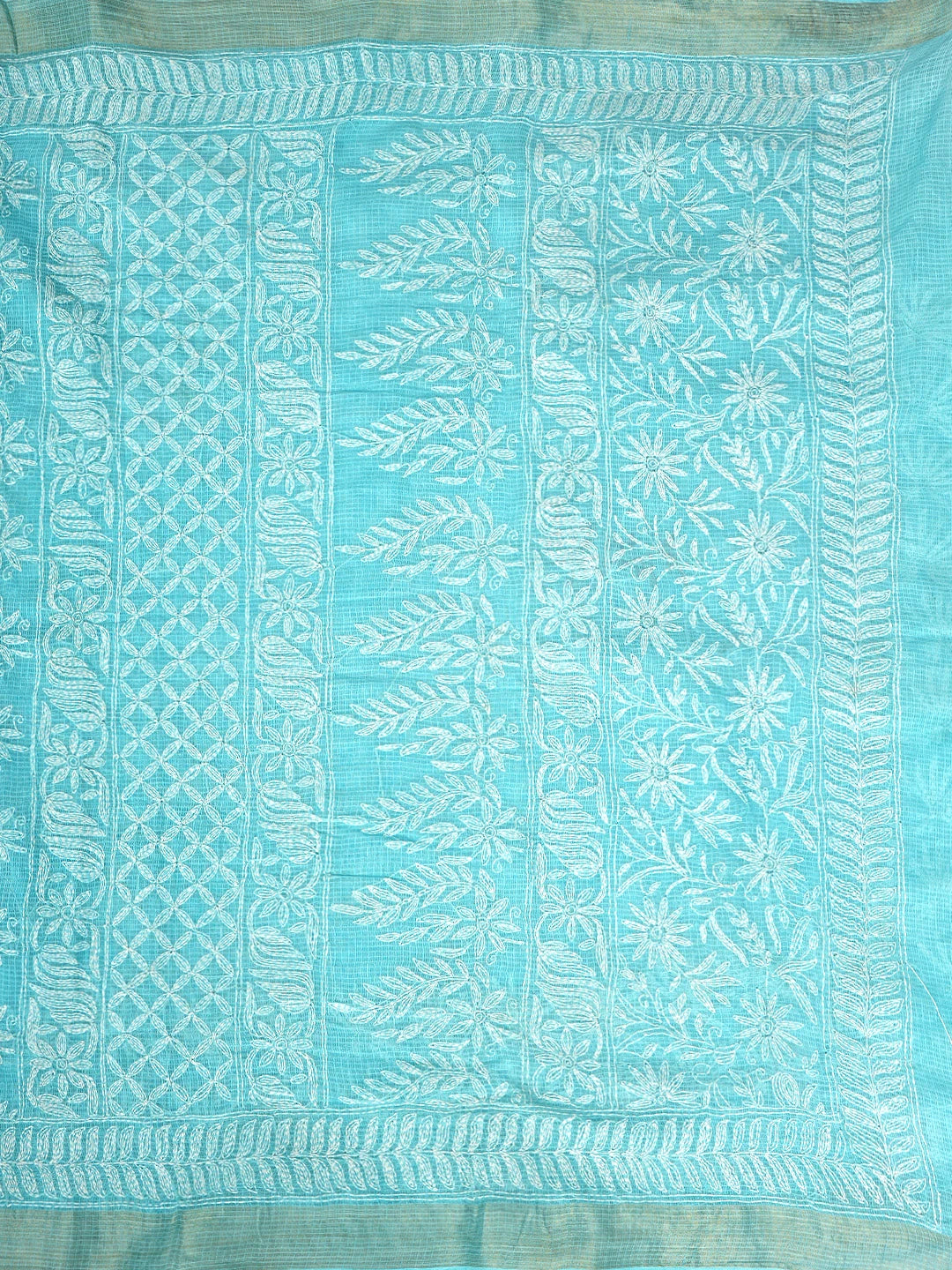 Ada Hand Embroidered Blue Kota Lucknowi Chikankari Saree and Blouse 01A820389