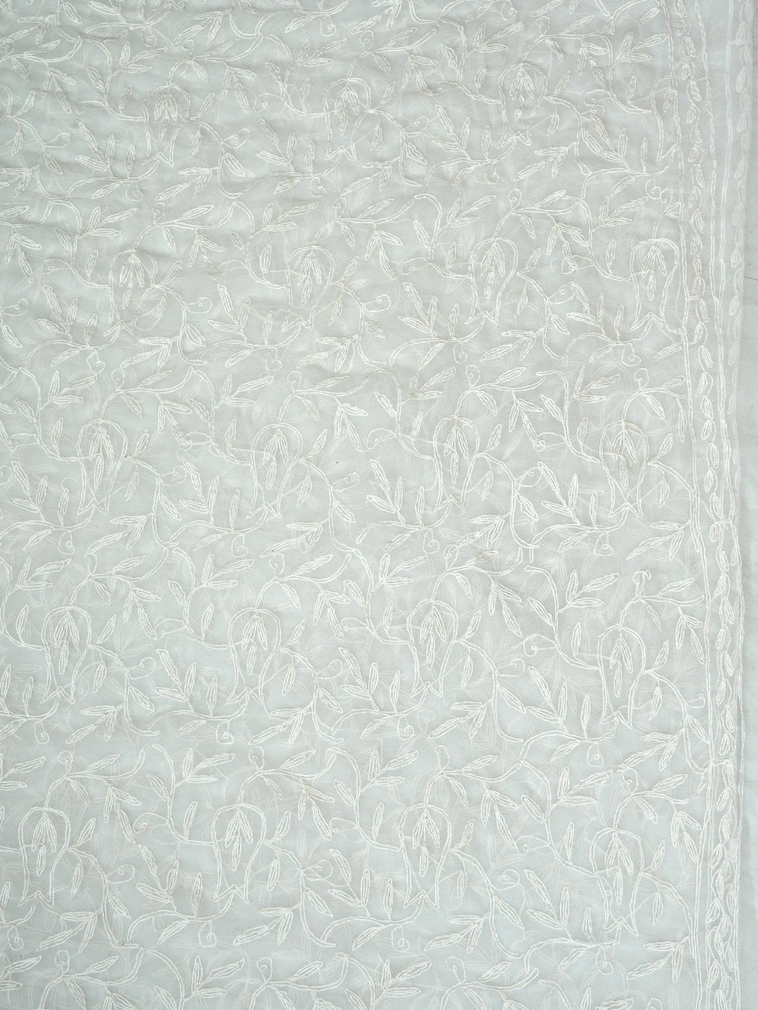 Ada Hand Embroidered White Georgette Lucknowi Chikankari Saree and Blouse 01A923551