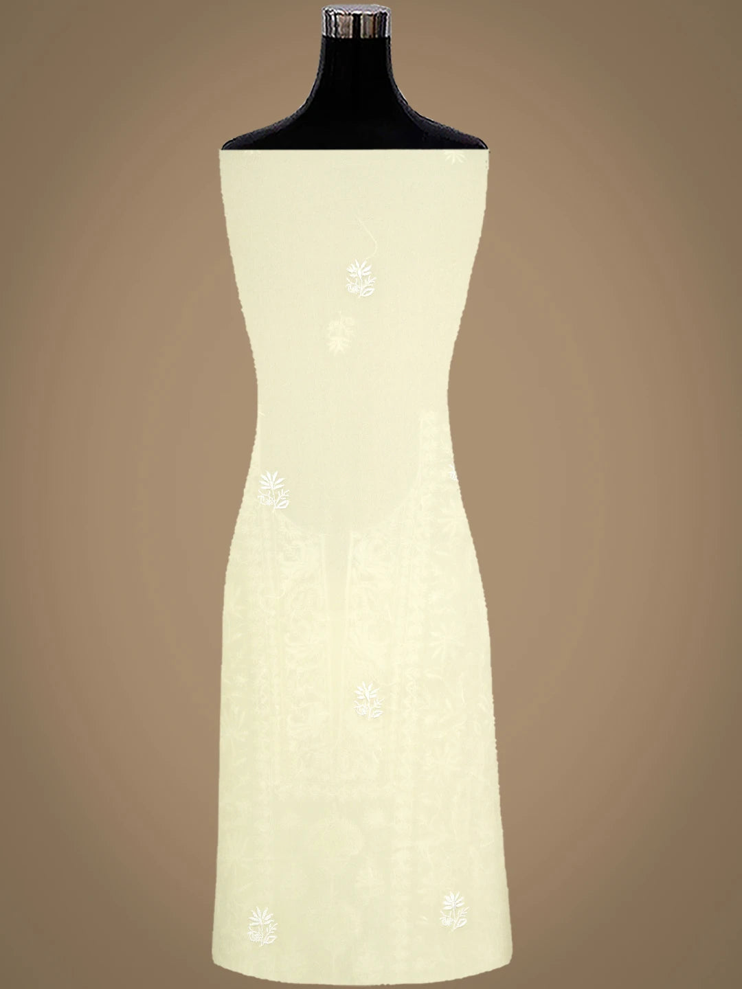 Ada Hand Embroidered Lemon Viscose Georgette Lucknowi Chikankari Unstitched Kurta Dupatta Set 01A630117