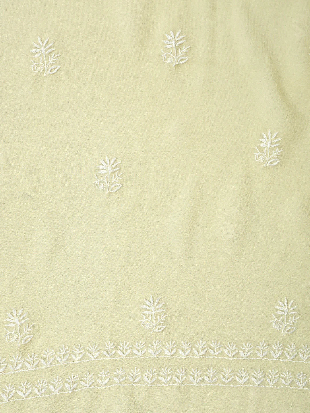 Ada Hand Embroidered Lemon Viscose Georgette Lucknowi Chikankari Unstitched Kurta Dupatta Set 01A630117