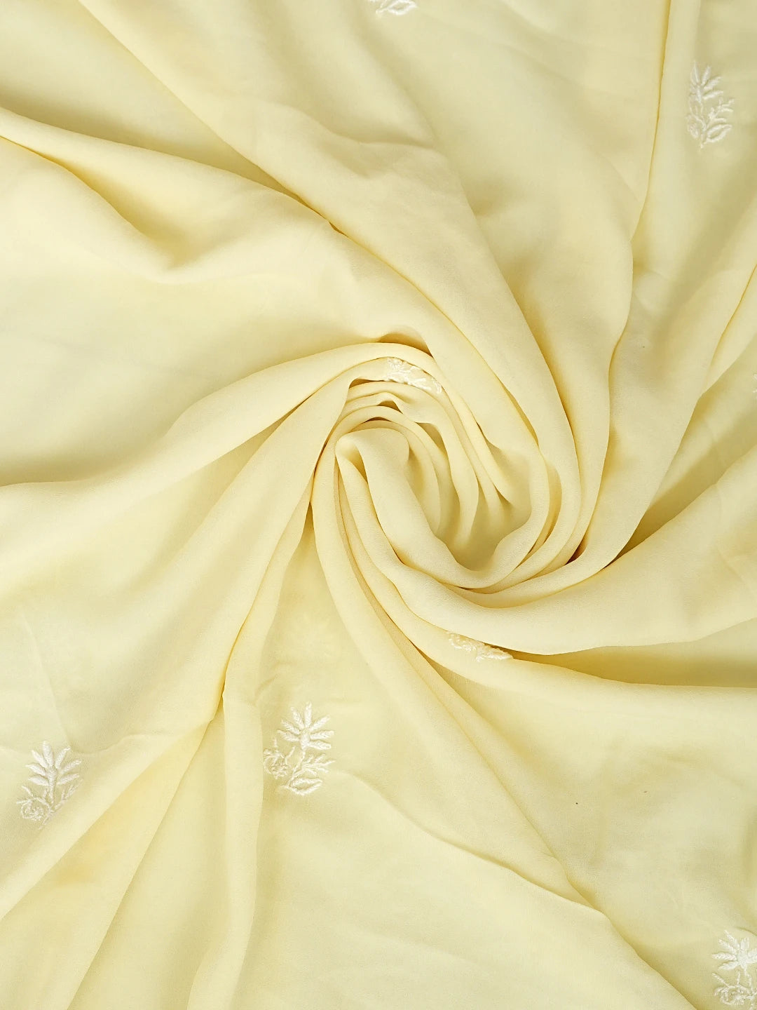 Ada Hand Embroidered Lemon Viscose Georgette Lucknowi Chikankari Unstitched Kurta Dupatta Set 01A630117