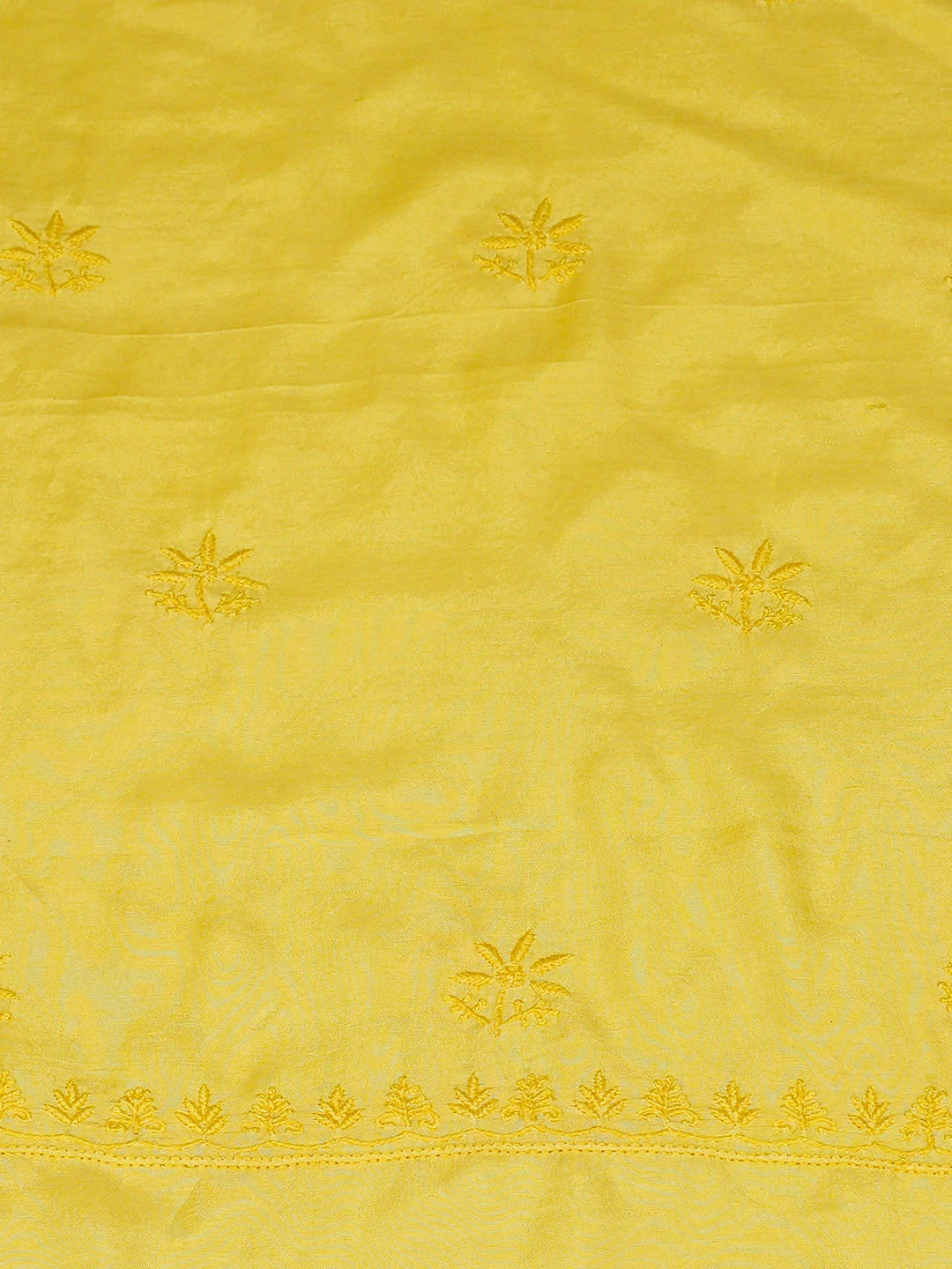 Ada Hand Embroidered Yellow Maslin Lucknowi Chikankari Unstitched Suit Piece with Chiffon Dupatta 01A795813