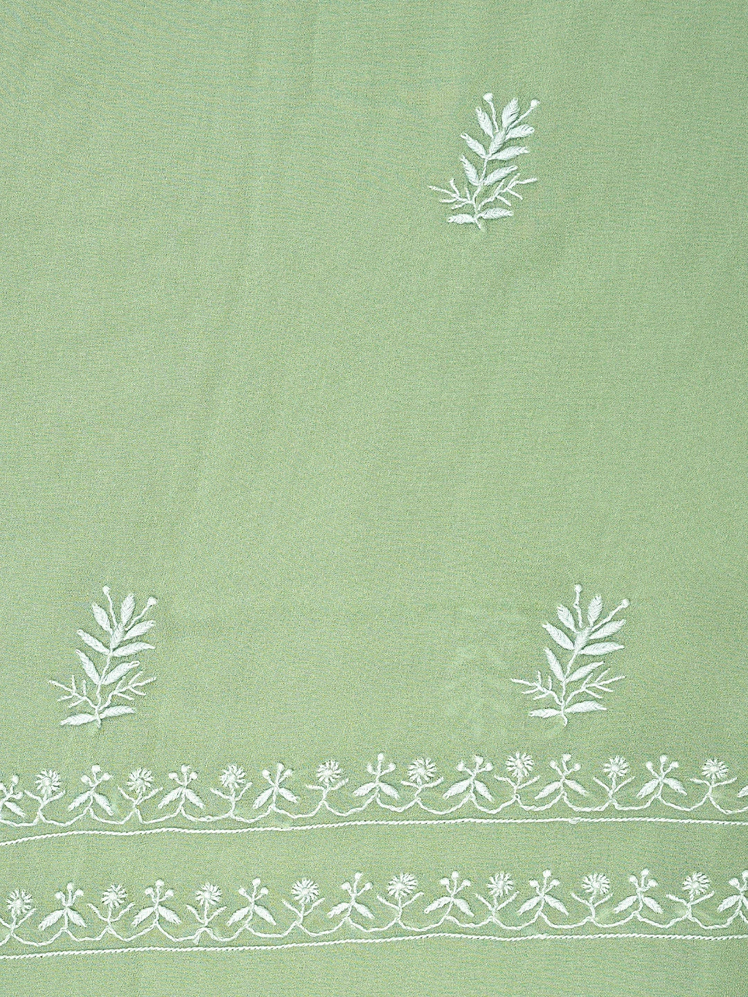 Ada Hand Embroidered Pista Green Viscose Georgette Lucknowi Chikankari Unstitched Kurta Dupatta Set 01A873605