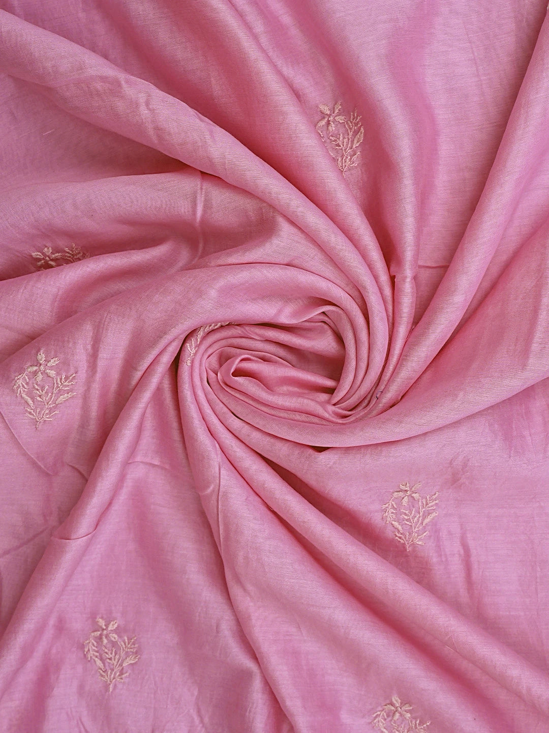 Ada Hand Embroidered Pink Chanderi Lucknowi Chikankari Unstitched Kurta Dupatta Set 01A900653