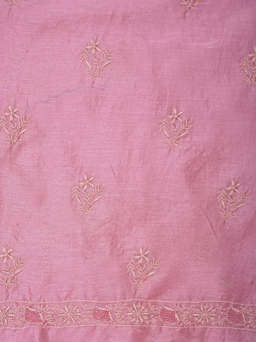Ada Hand Embroidered Pink Chanderi Lucknowi Chikankari Unstitched Kurta Dupatta Set 01A900653