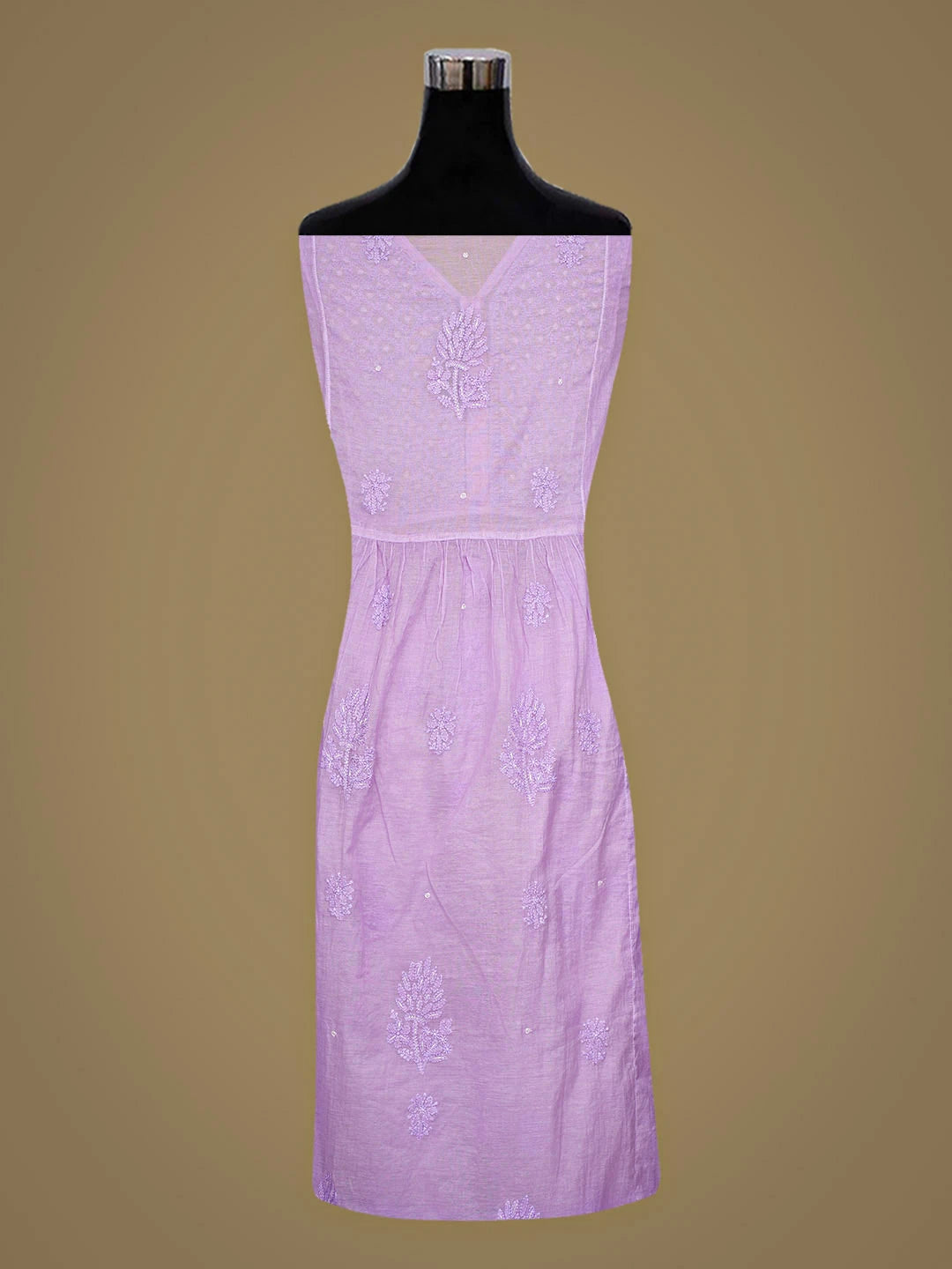 Ada Hand Embroidered Mauve Chanderi Lucknowi Chikankari Semi-Stitched Kurta Dupatta Set With Cutdana Work 01A921759