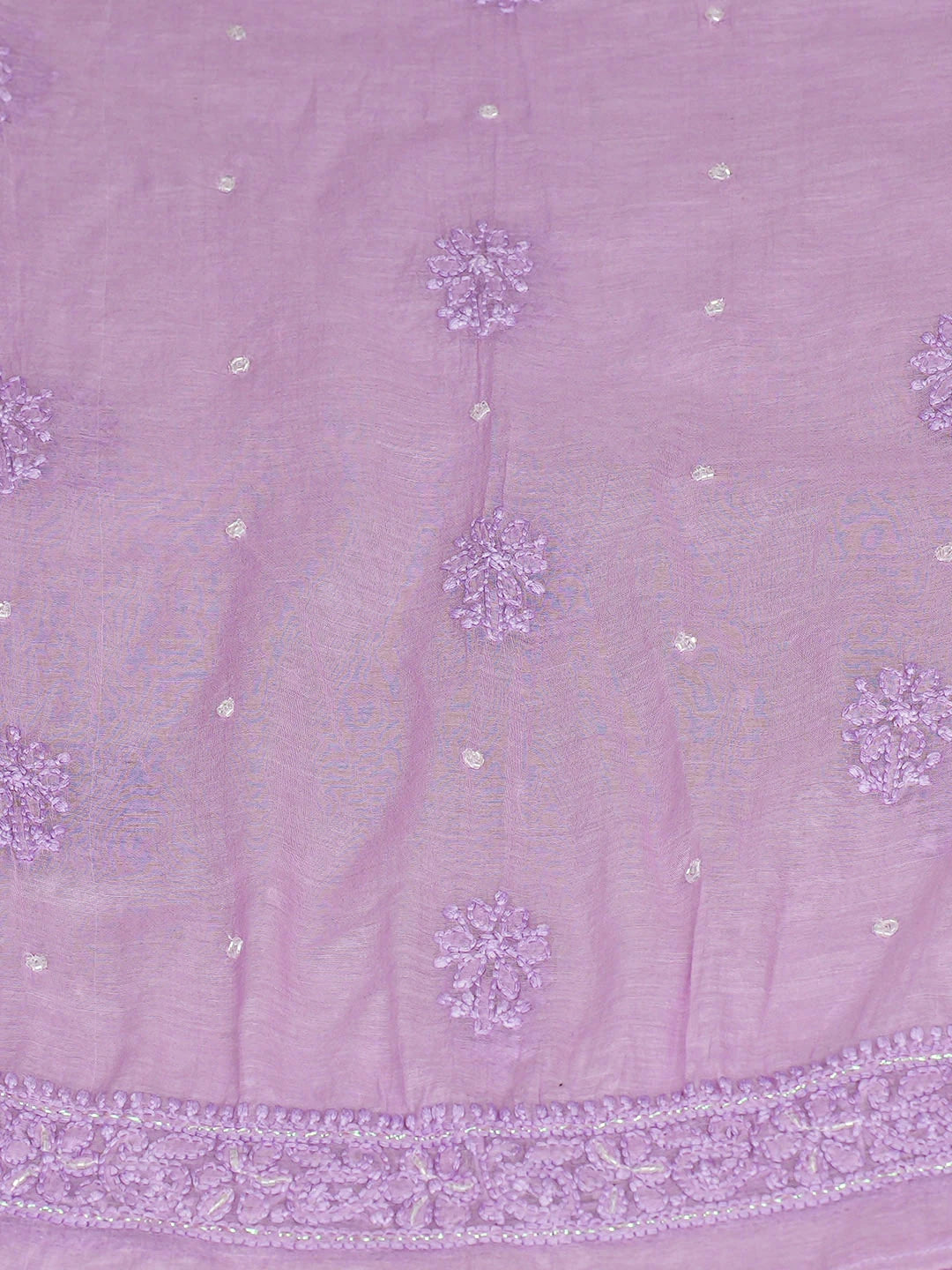 Ada Hand Embroidered Mauve Chanderi Lucknowi Chikankari Semi-Stitched Kurta Dupatta Set With Cutdana Work 01A921759
