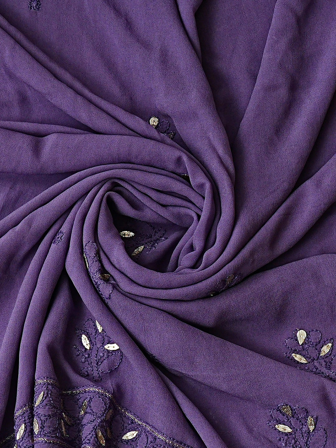 Ada Hand Embroidered Purple Viscose Georgette Lucknowi Chikankari Unstitched Kurta Dupatta Set With Gota Patti Work 01A893432