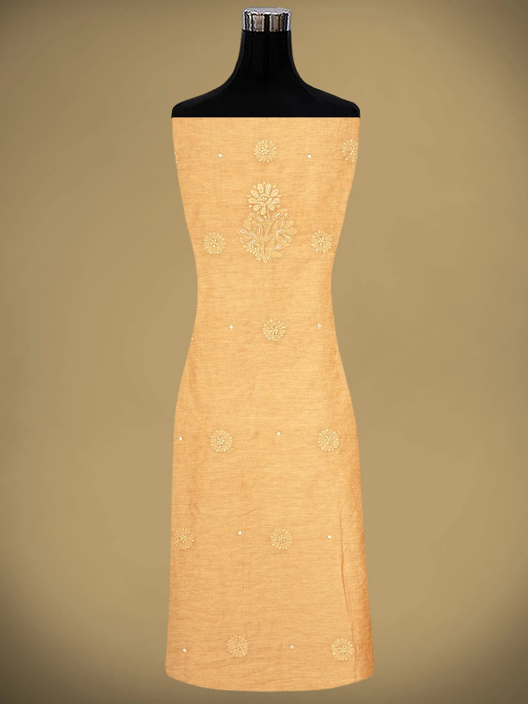 Ada Hand Embroidered Tangerine Dream Orange Chanderi Lucknowi Chikankari Unstitched Suit Piece With Cutdana Work 01A937265