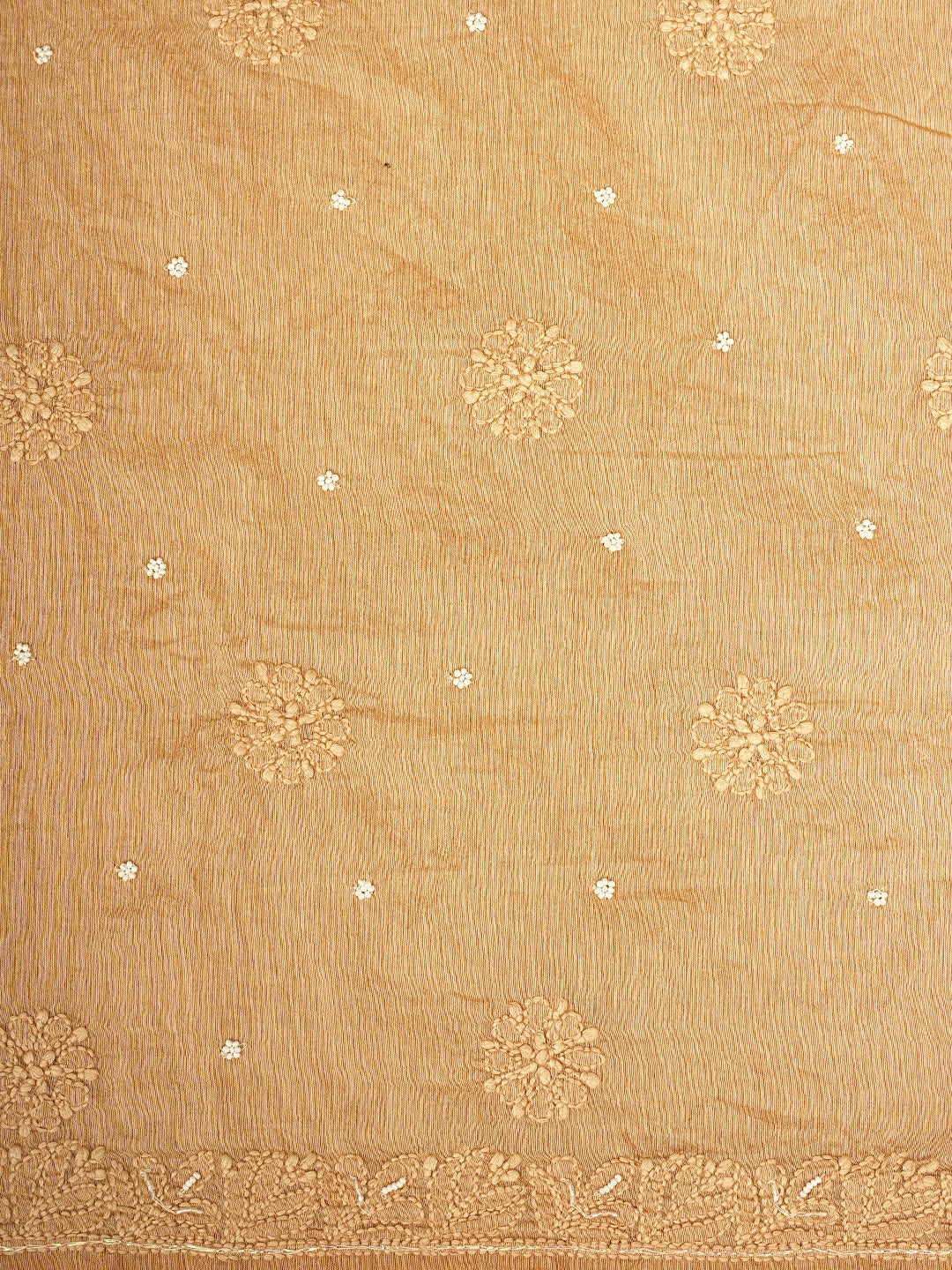 Ada Hand Embroidered Tangerine Dream Orange Chanderi Lucknowi Chikankari Unstitched Suit Piece With Cutdana Work 01A937265