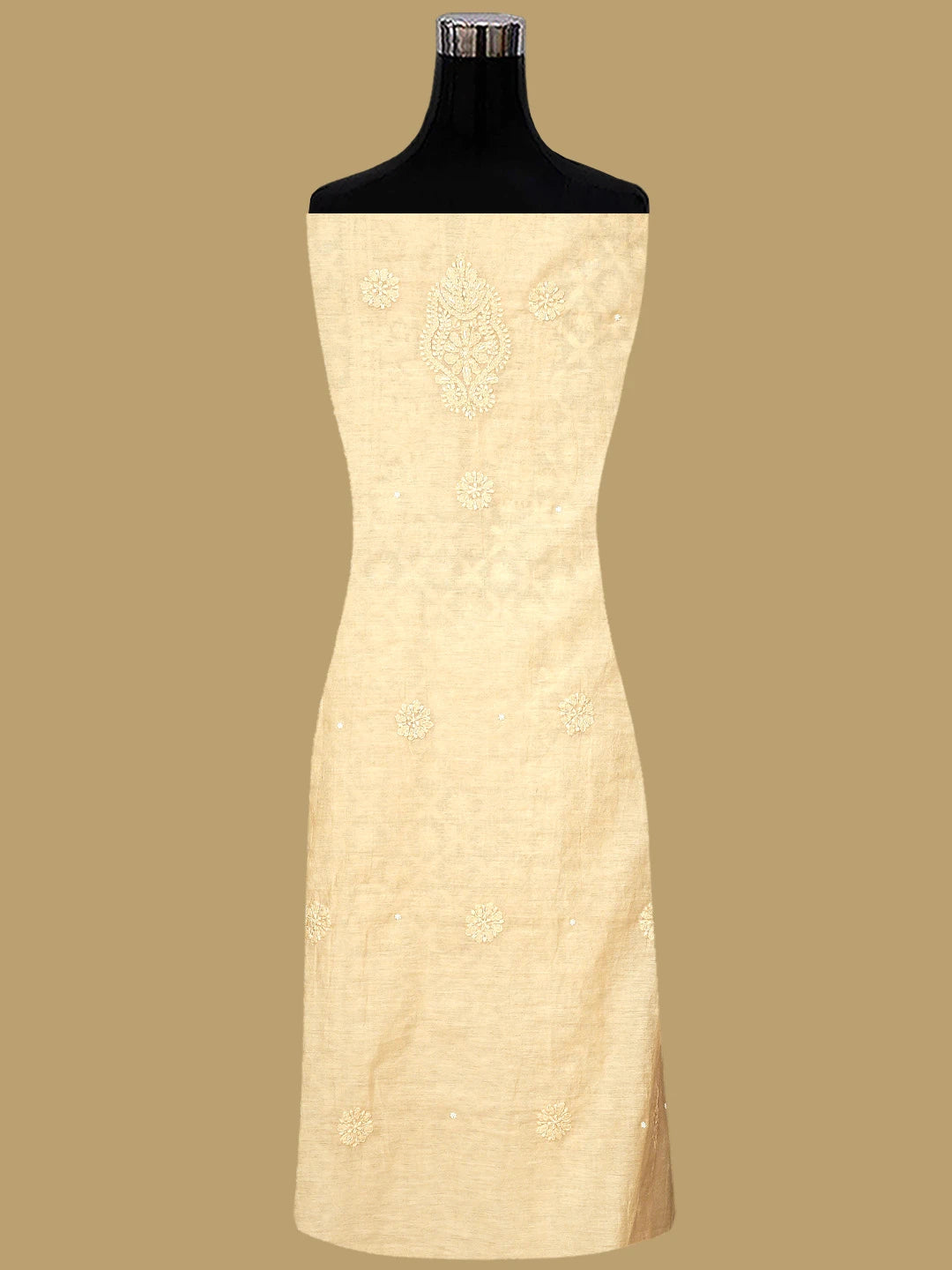 Ada Hand Embroidered Light Peach Chanderi Lucknowi Chikankari Unstitched Suit Piece With Zari Work 01A937271