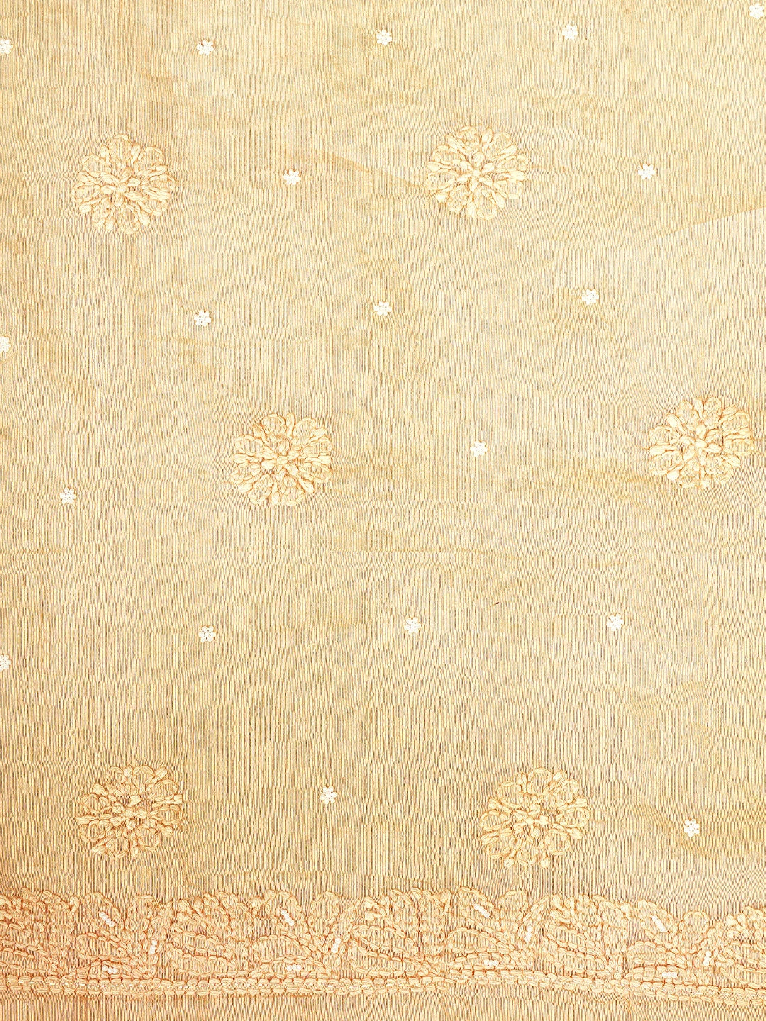 Ada Hand Embroidered Light Peach Chanderi Lucknowi Chikankari Unstitched Suit Piece With Zari Work 01A937271