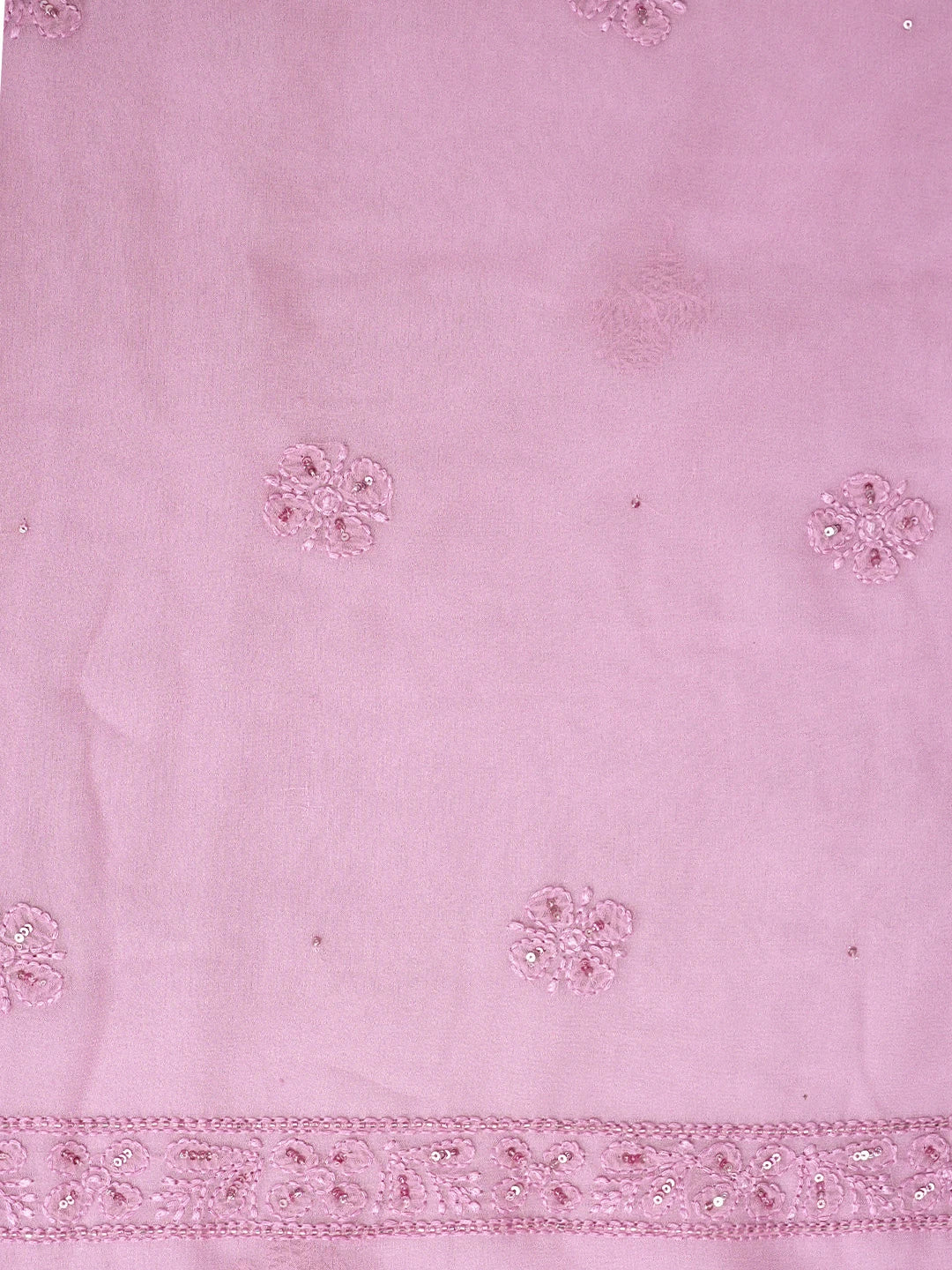 Ada Hand Embroidered Pink Viscose Georgette Lucknowi Chikankari Unstitched Kurta Dupatta Set With Sequinned Work 01A884337