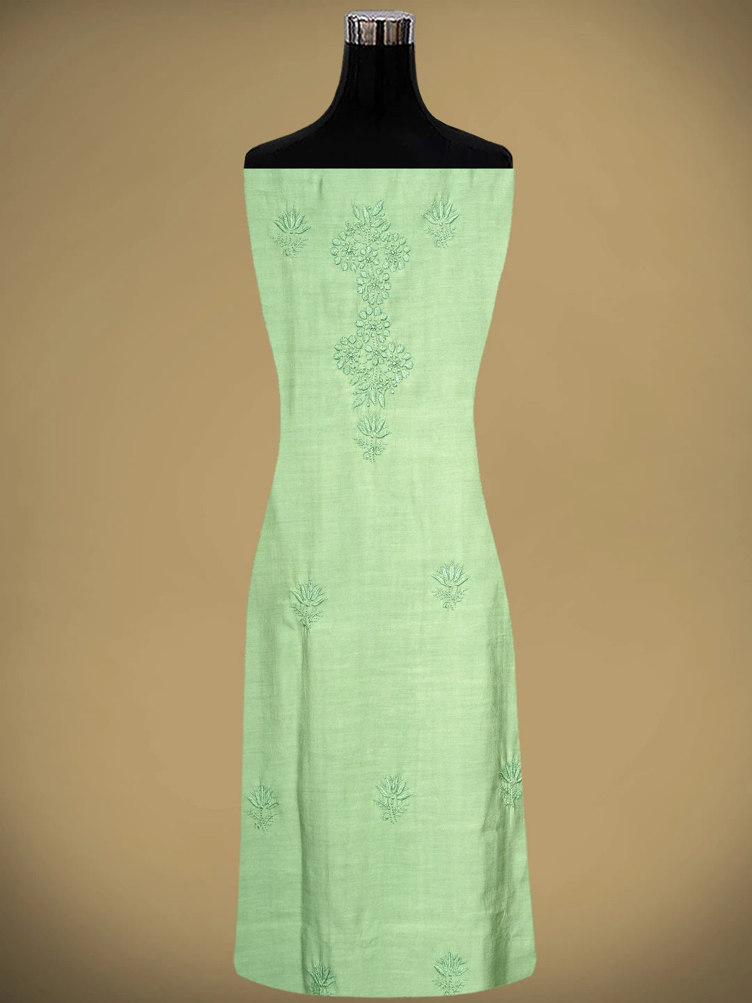 Ada Hand Embroidered Muted Olive Green Chanderi Silk Lucknowi Chikankari Unstitched Suit Piece 01A935622