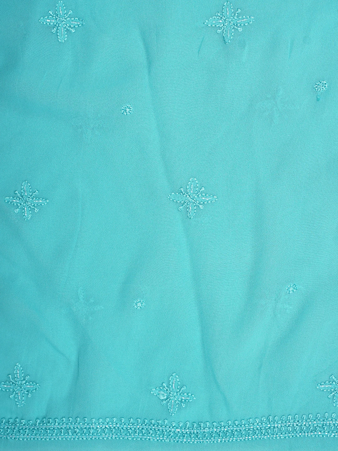 Ada Hand Embroidered Sky Blue Viscose Georgette Lucknowi Chikankari Unstitched Kurta Dupatta Set With Pearl Work 01A922552