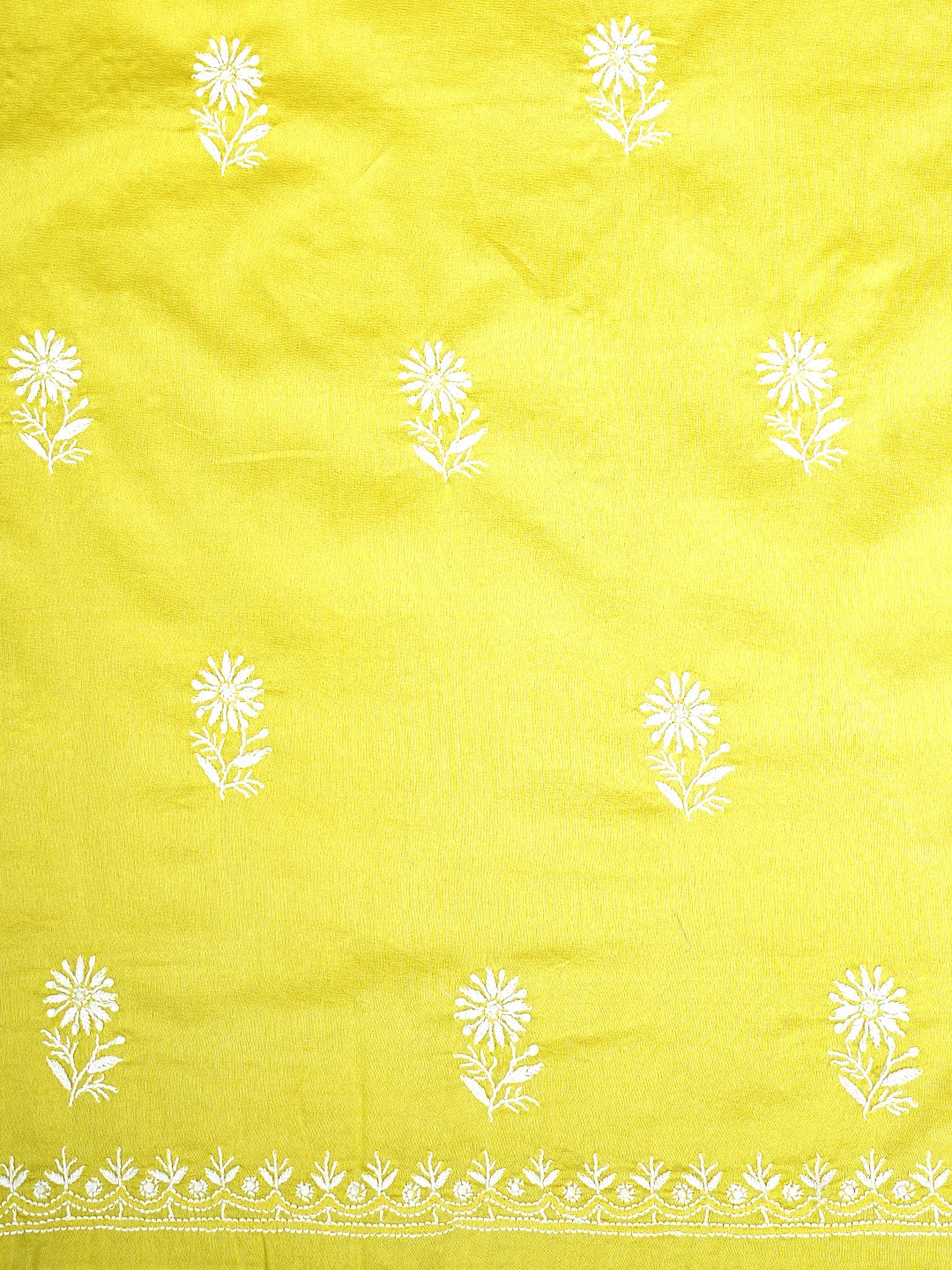 Ada Hand Embroidered Lemon Lime Chanderi Lucknowi Chikankari Unstitched Suit Piece 01A932517