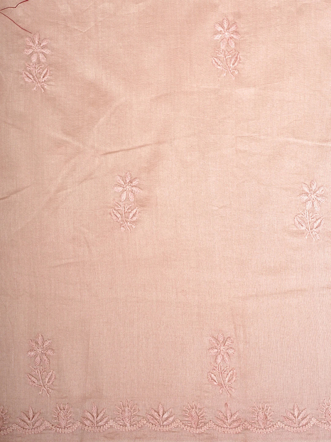 Ada Hand Embroidered Dusty Coral Peach Chanderi Lucknowi Chikankari Unstitched Kurta Dupatta Set 01A932537