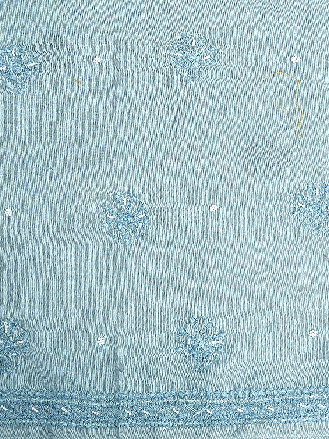 Ada Hand Embroidered Grey Chanderi Lucknowi Chikankari Unstitched Suit Piece With Pearl Work 01A937514
