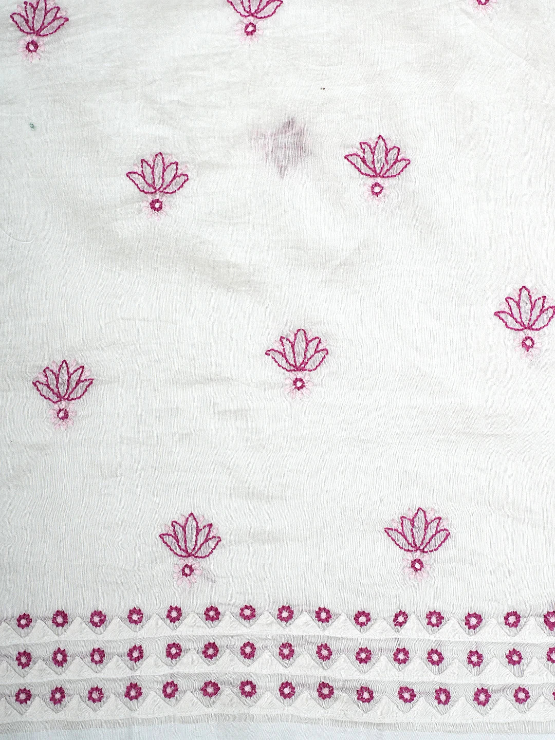 Ada Hand Embroidered Floral White Chanderi Lucknowi Chikankari Unstitched Kurta Dupatta Set 01A904785