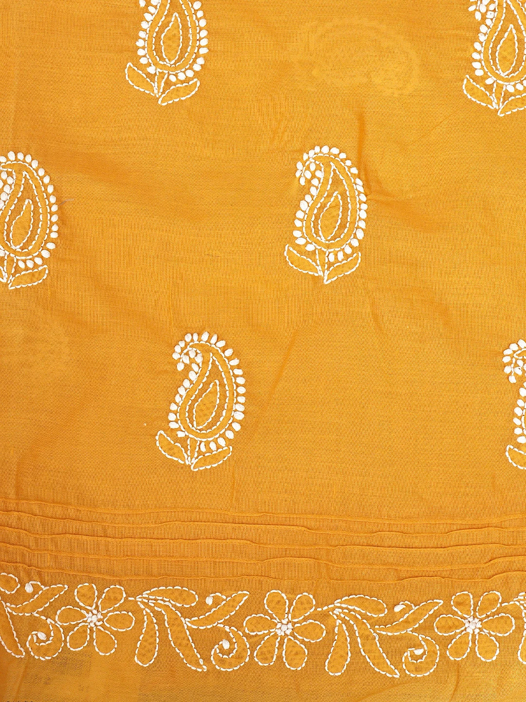 Ada Hand Embroidered Mustard Cotton Lucknowi Chikankari Unstitched Suit Piece 01A735960