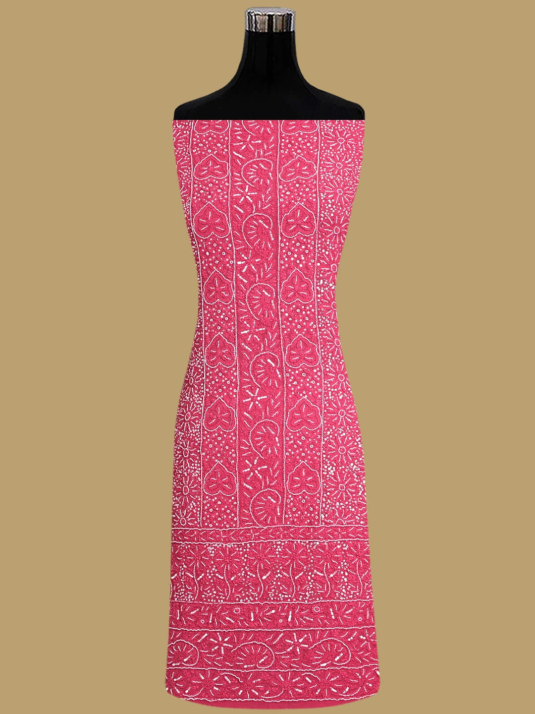 Ada Hand Embroidered Rose Pink Viscose Georgette Lucknowi Chikankari Unstitched Kurta Dupatta Set With Cutdana Work 01A707637