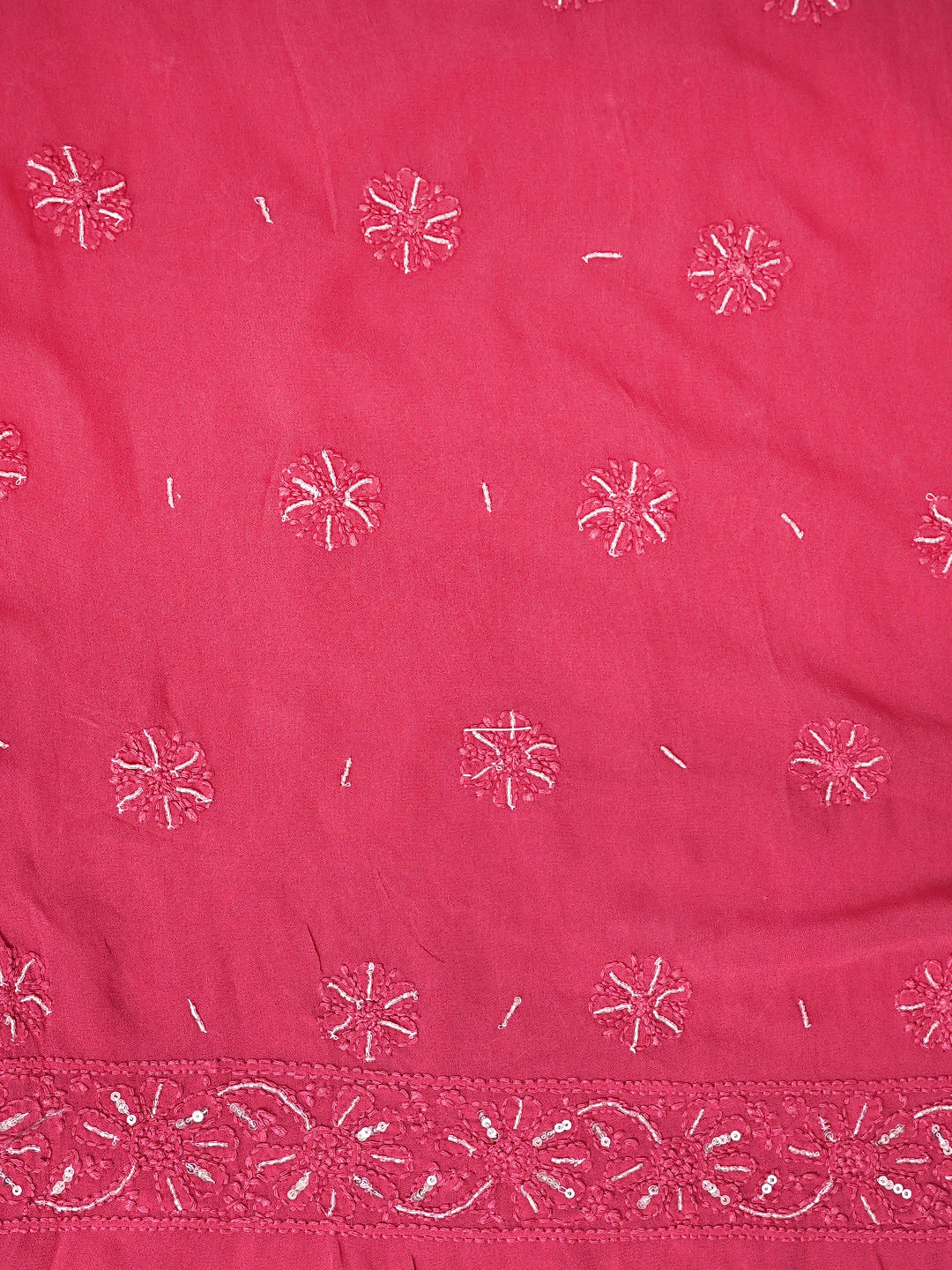 Ada Hand Embroidered Rose Pink Viscose Georgette Lucknowi Chikankari Unstitched Kurta Dupatta Set With Cutdana Work 01A707637