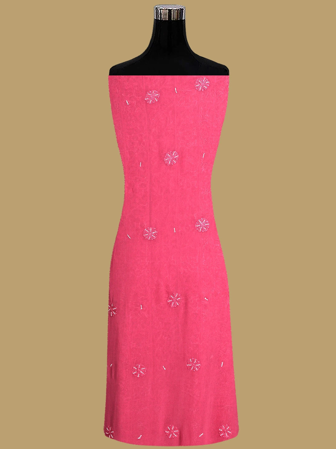 Ada Hand Embroidered Rose Pink Viscose Georgette Lucknowi Chikankari Unstitched Kurta Dupatta Set With Cutdana Work 01A707637