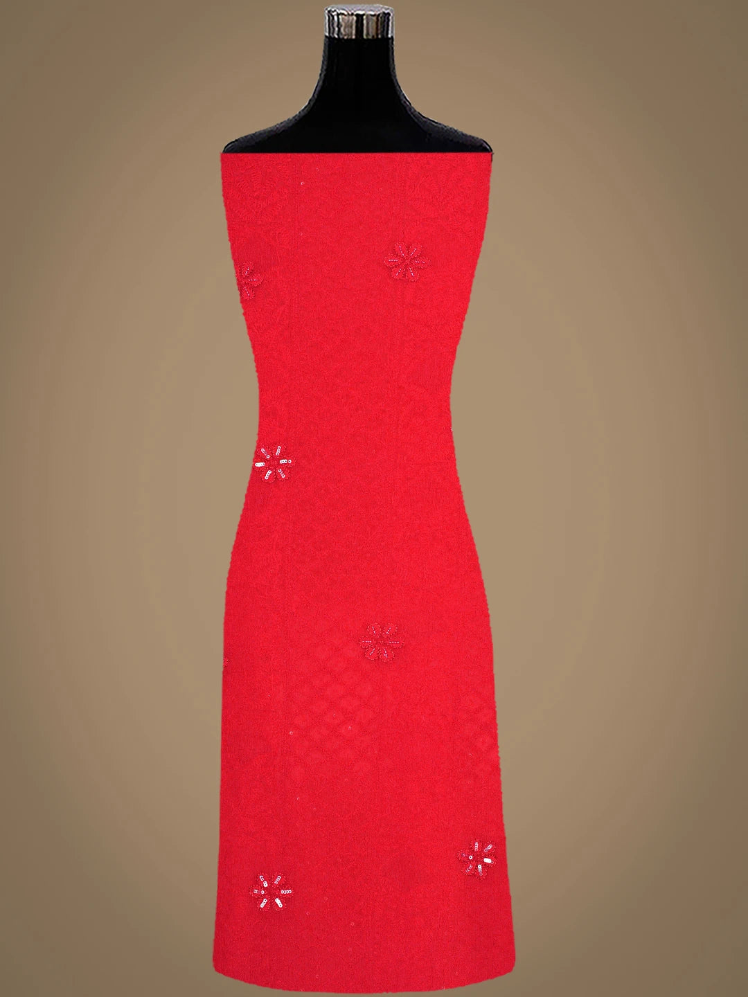 Ada Hand Embroidered Red Viscose Georgette Lucknowi Chikankari Unstitched Kurta Dupatta Set With Cutdana Work 01A784992